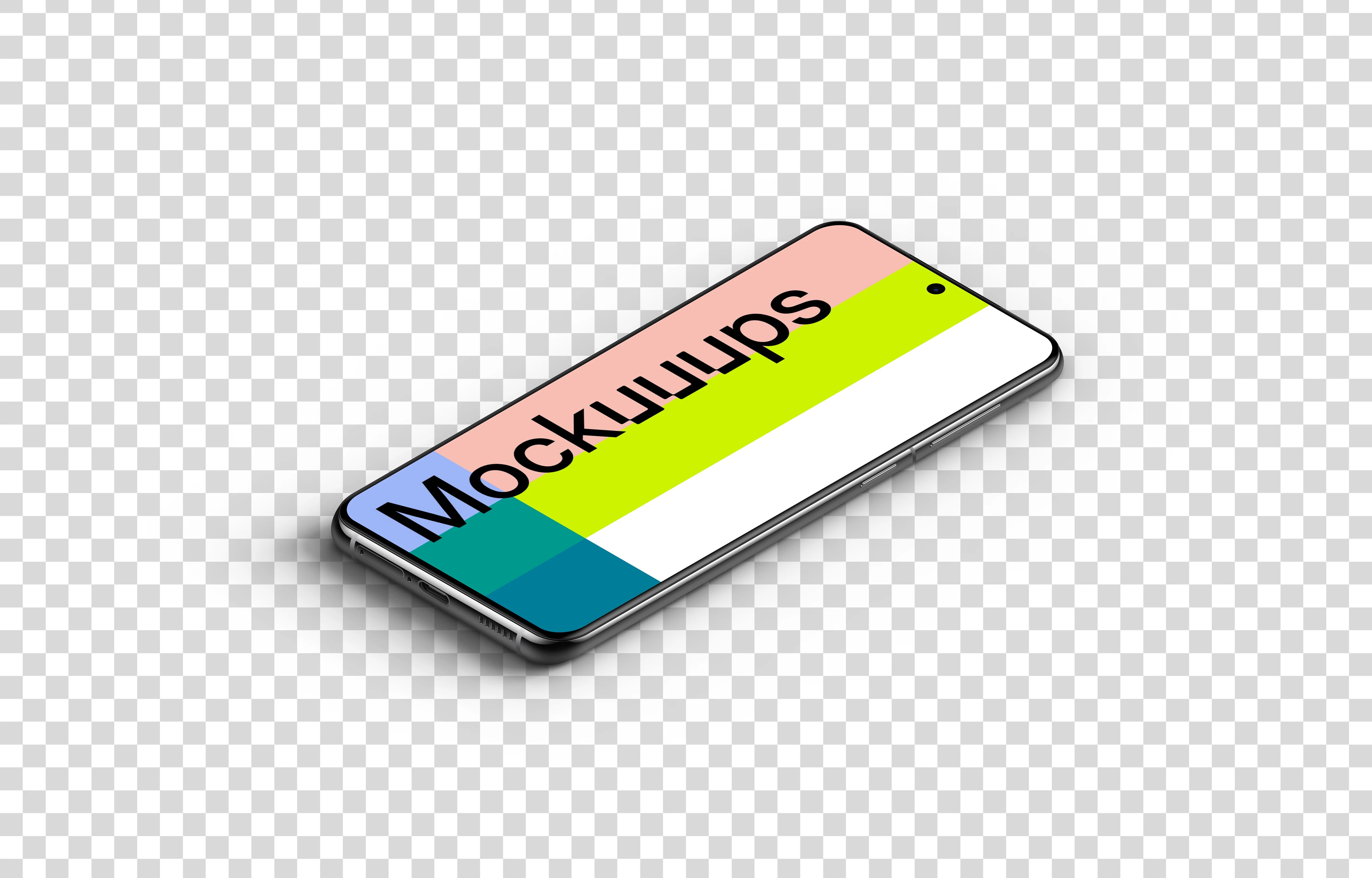 Samsung Galaxy S21 Mockup (Isometric Floor Right)