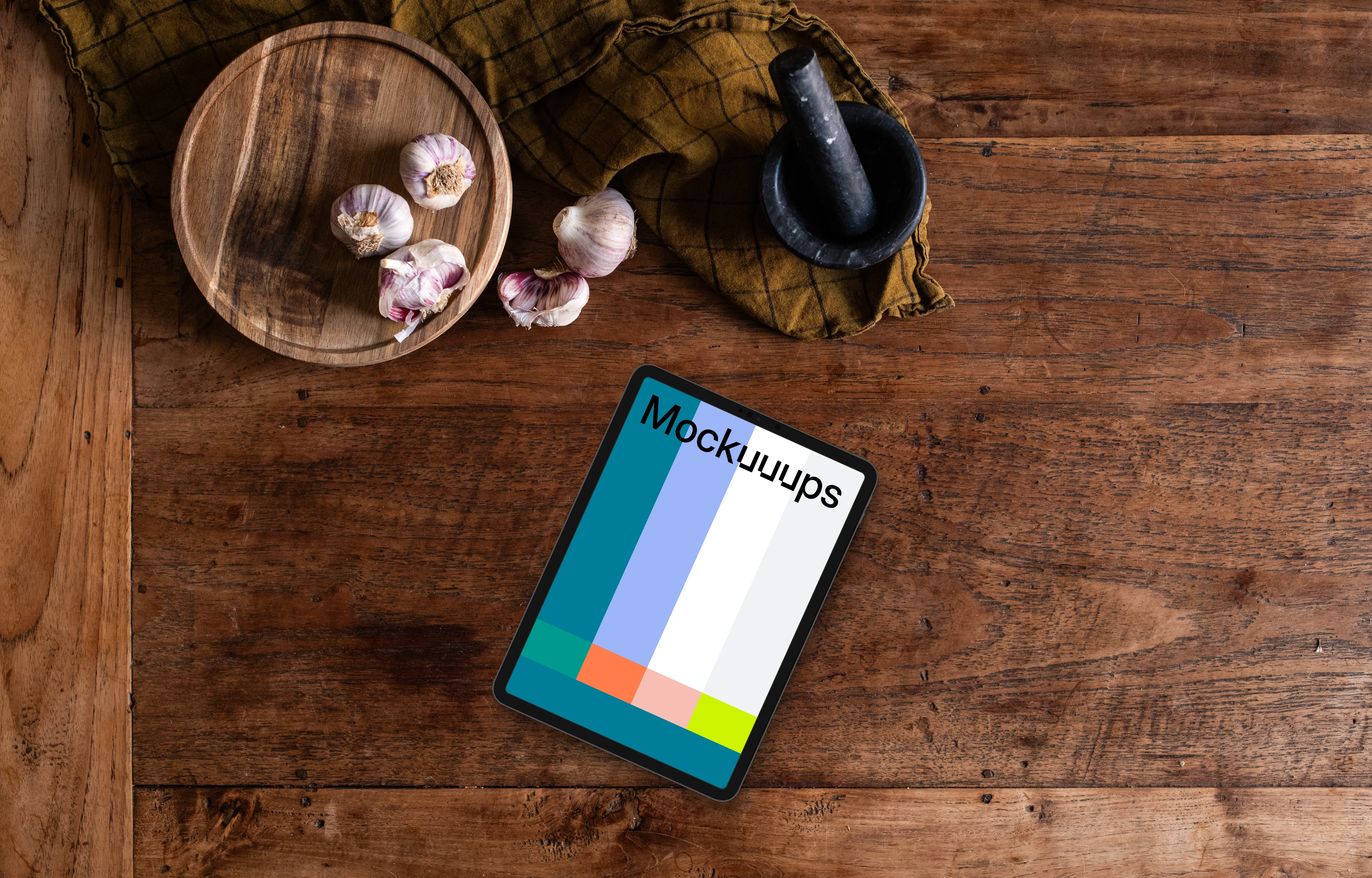 Culinary-inspired flatlay iPad mockup