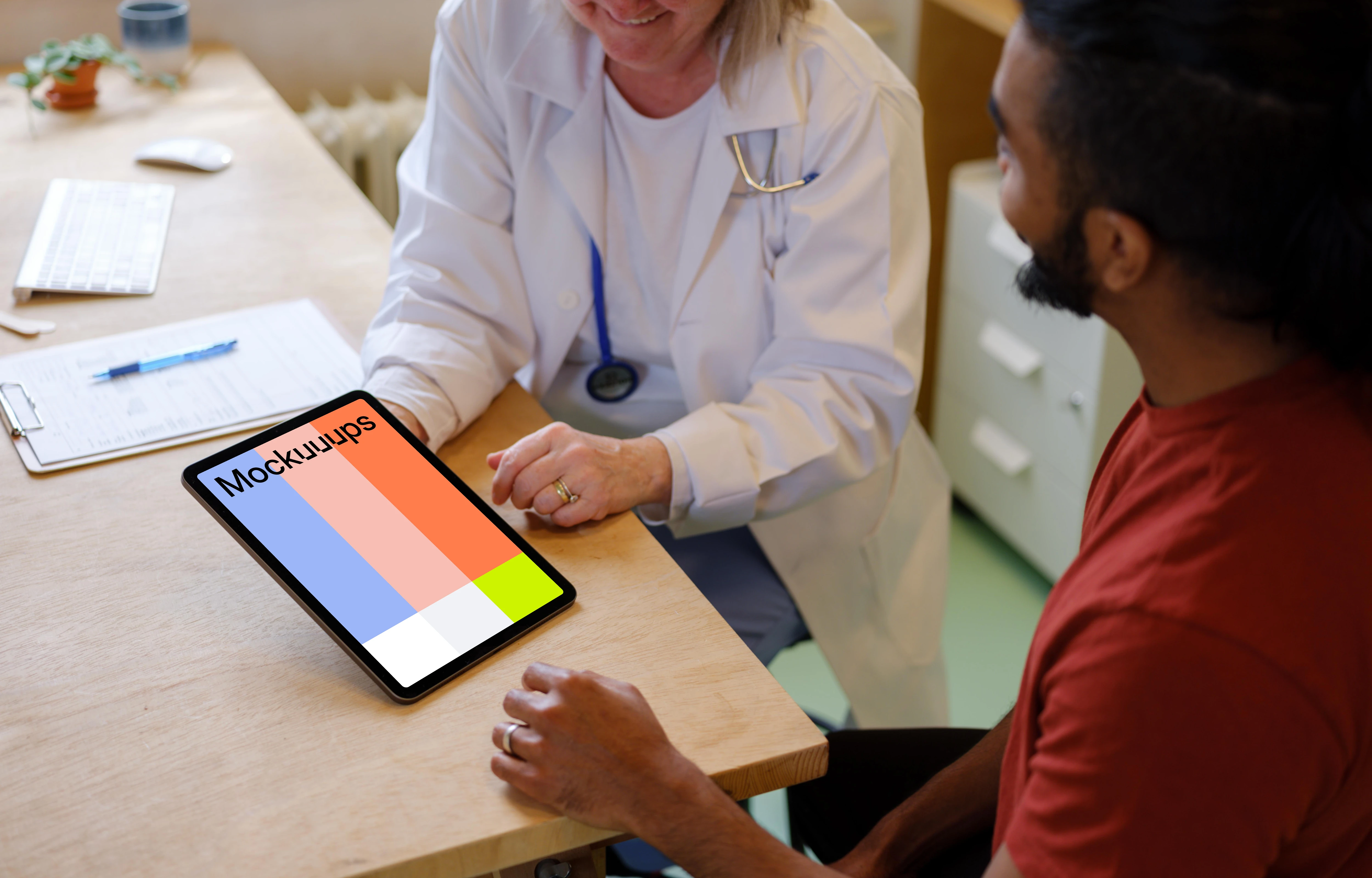 Doctor holding a tablet mockup