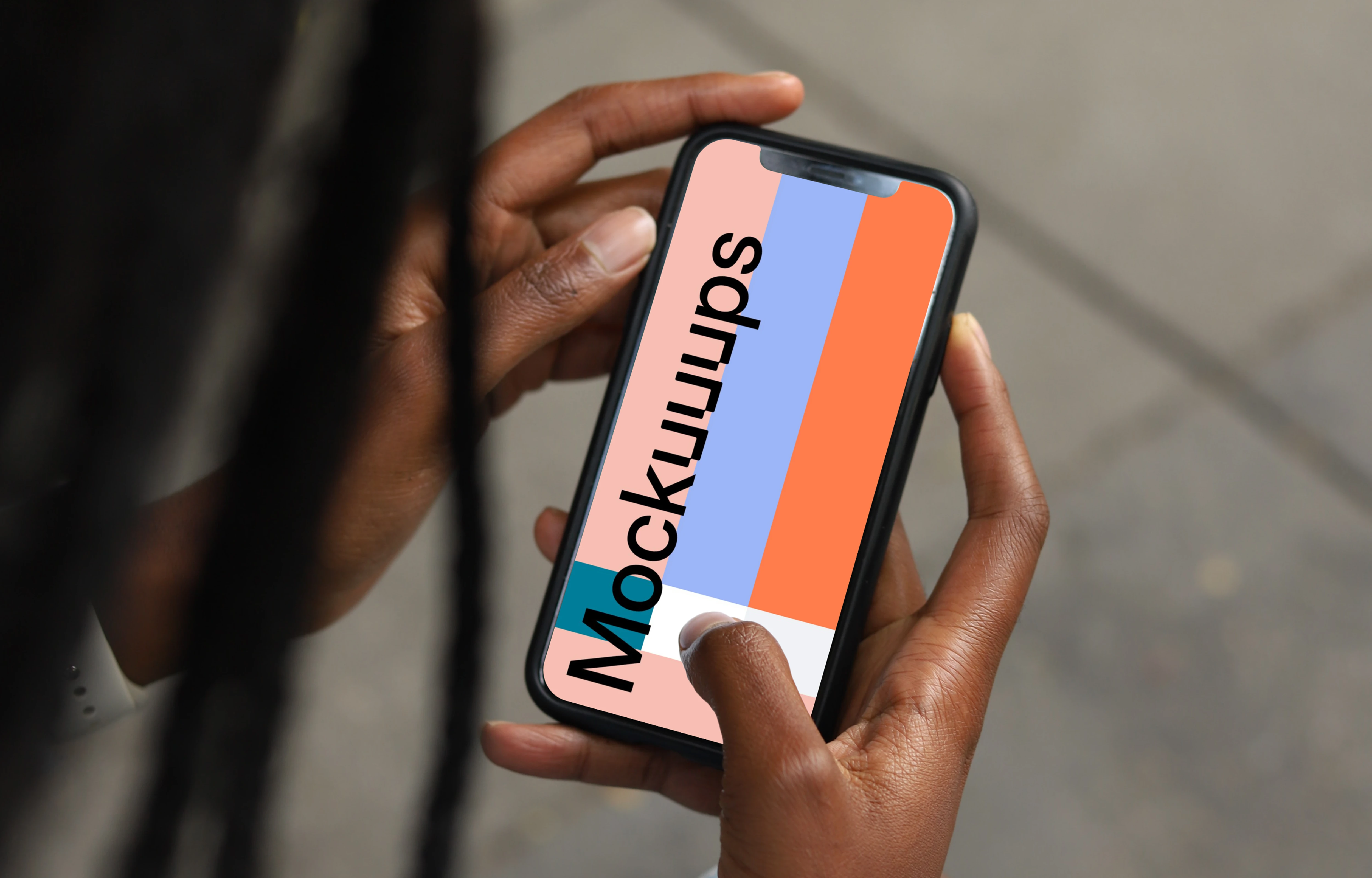 Female hands holding a phone mockup