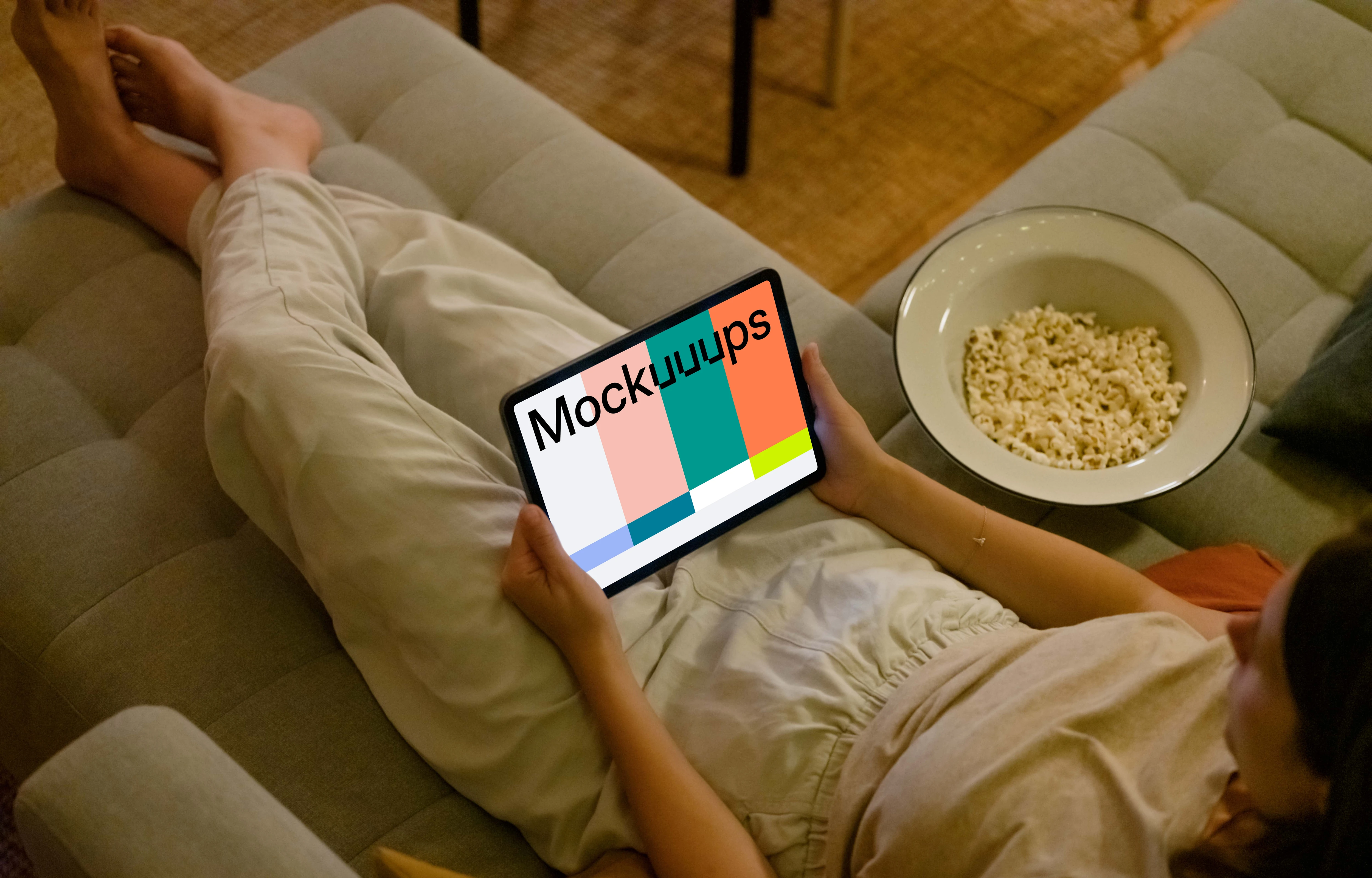 Female hands holding an iPad Air mockup