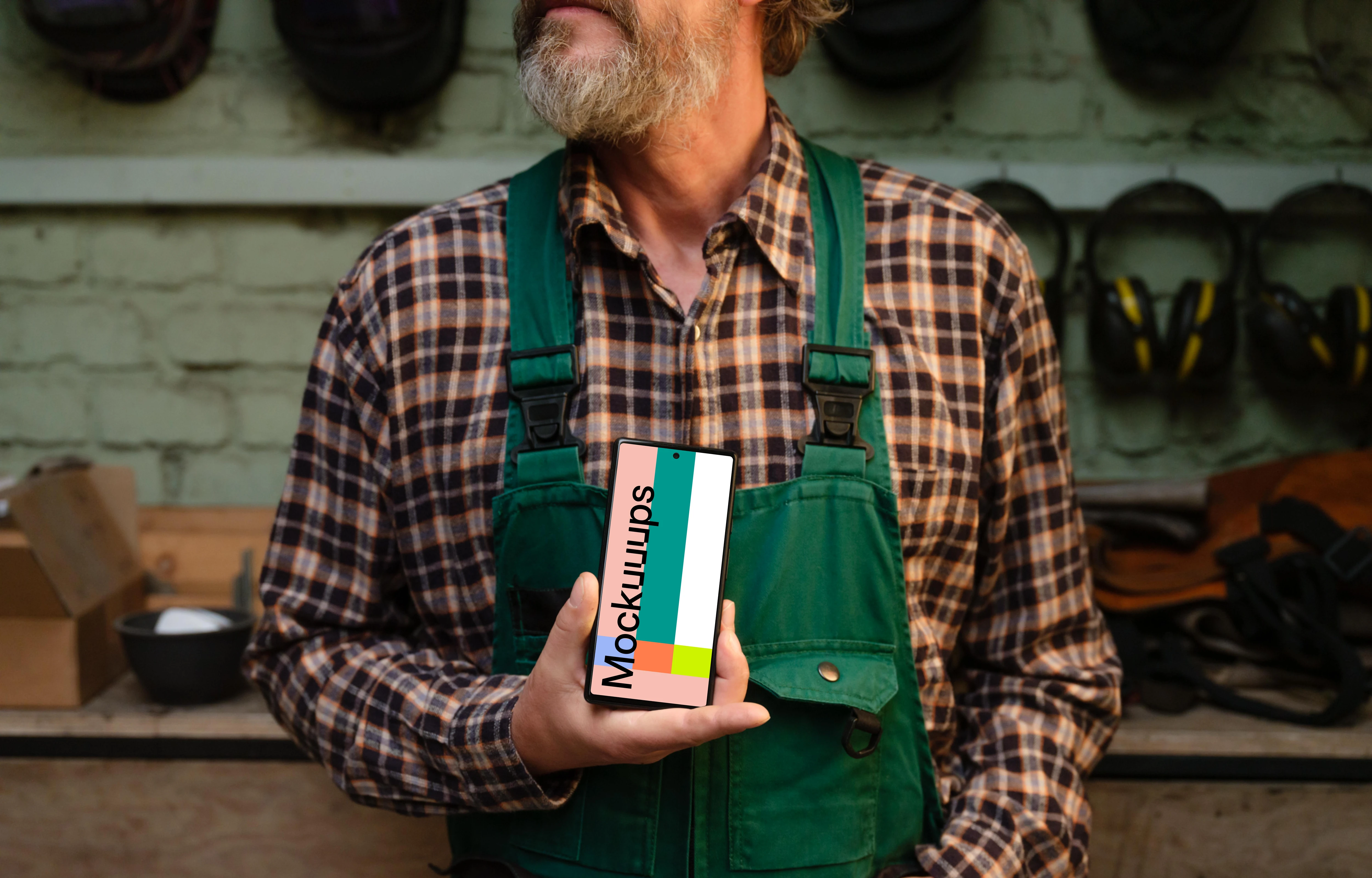 Google Pixel 6 mockup in crafter's hand