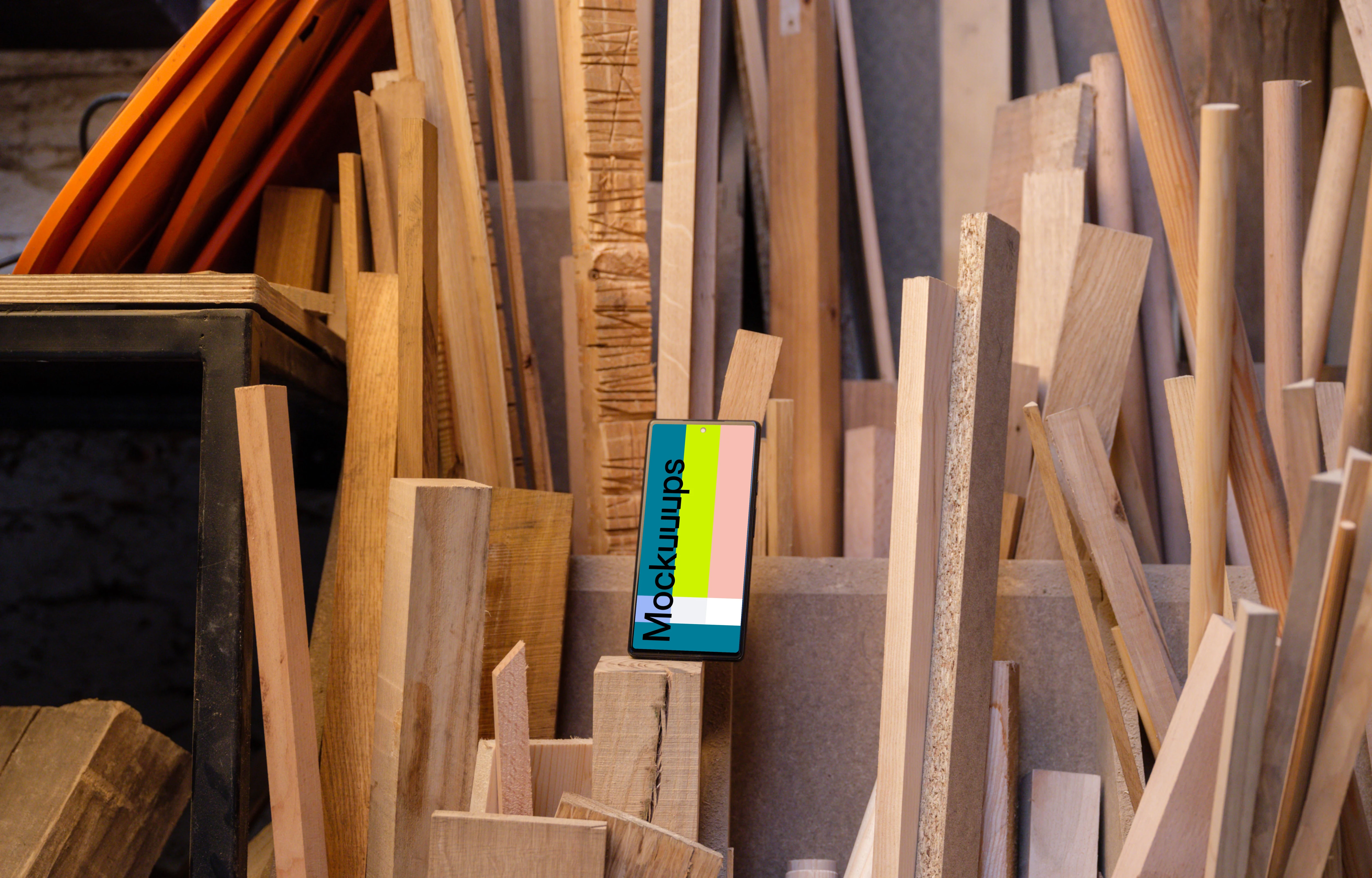 Google Pixel 6 mockup on wooden boards