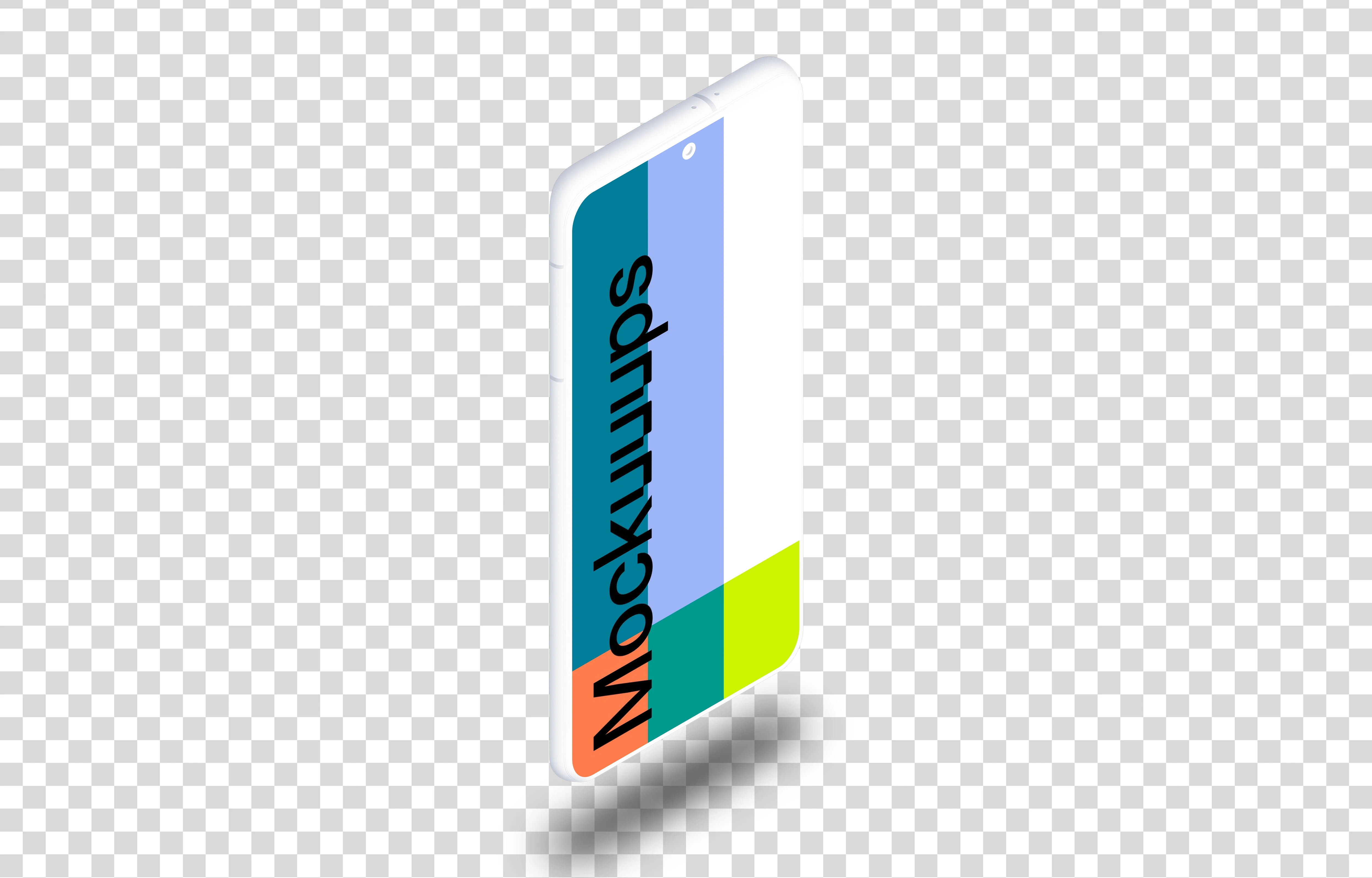 Samsung Galaxy S21 Clay Mockup (Isometric Stand Left - Floating Shadow)