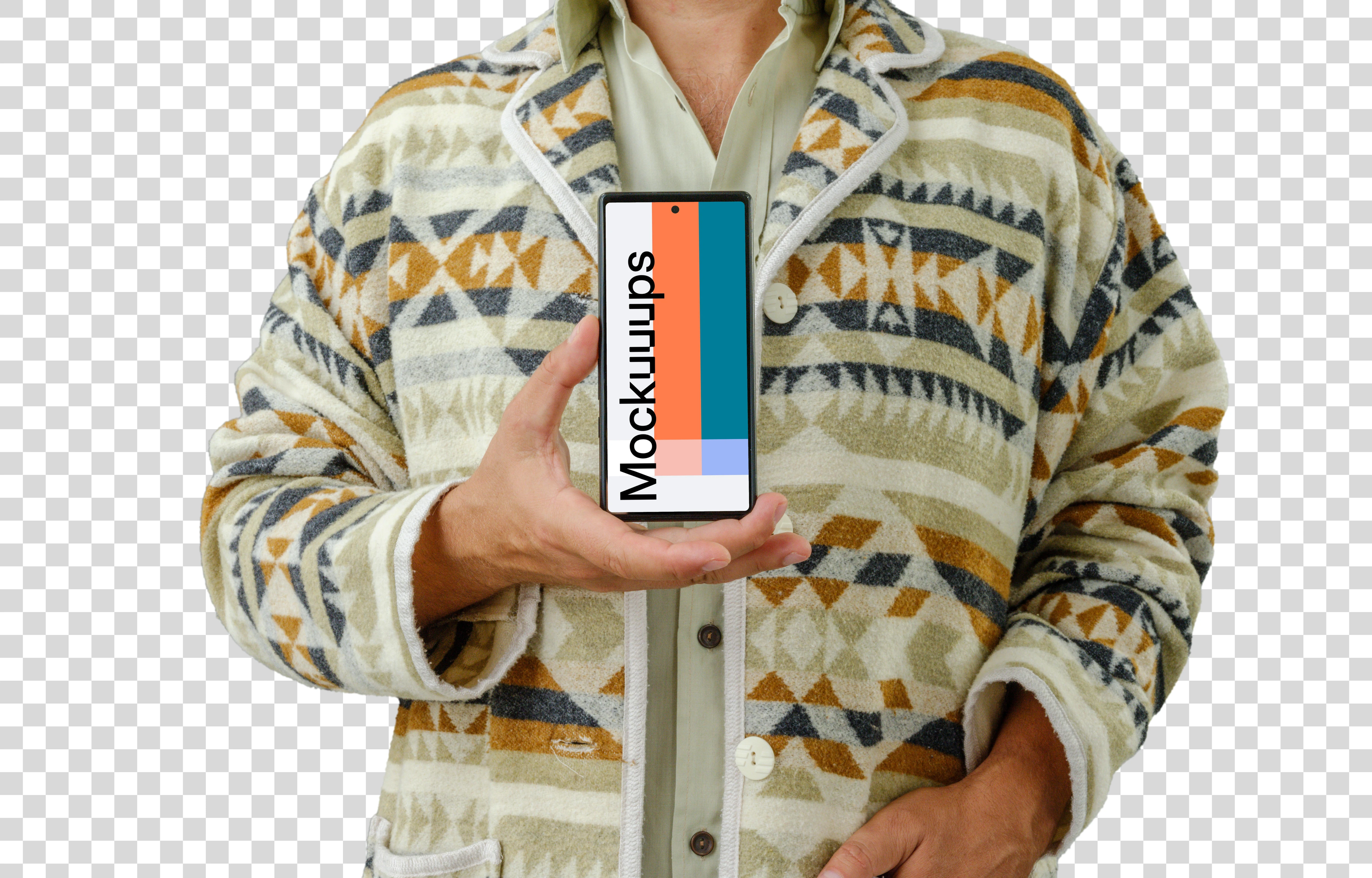 Tourist showcasing the Google Pixel 6 mockup