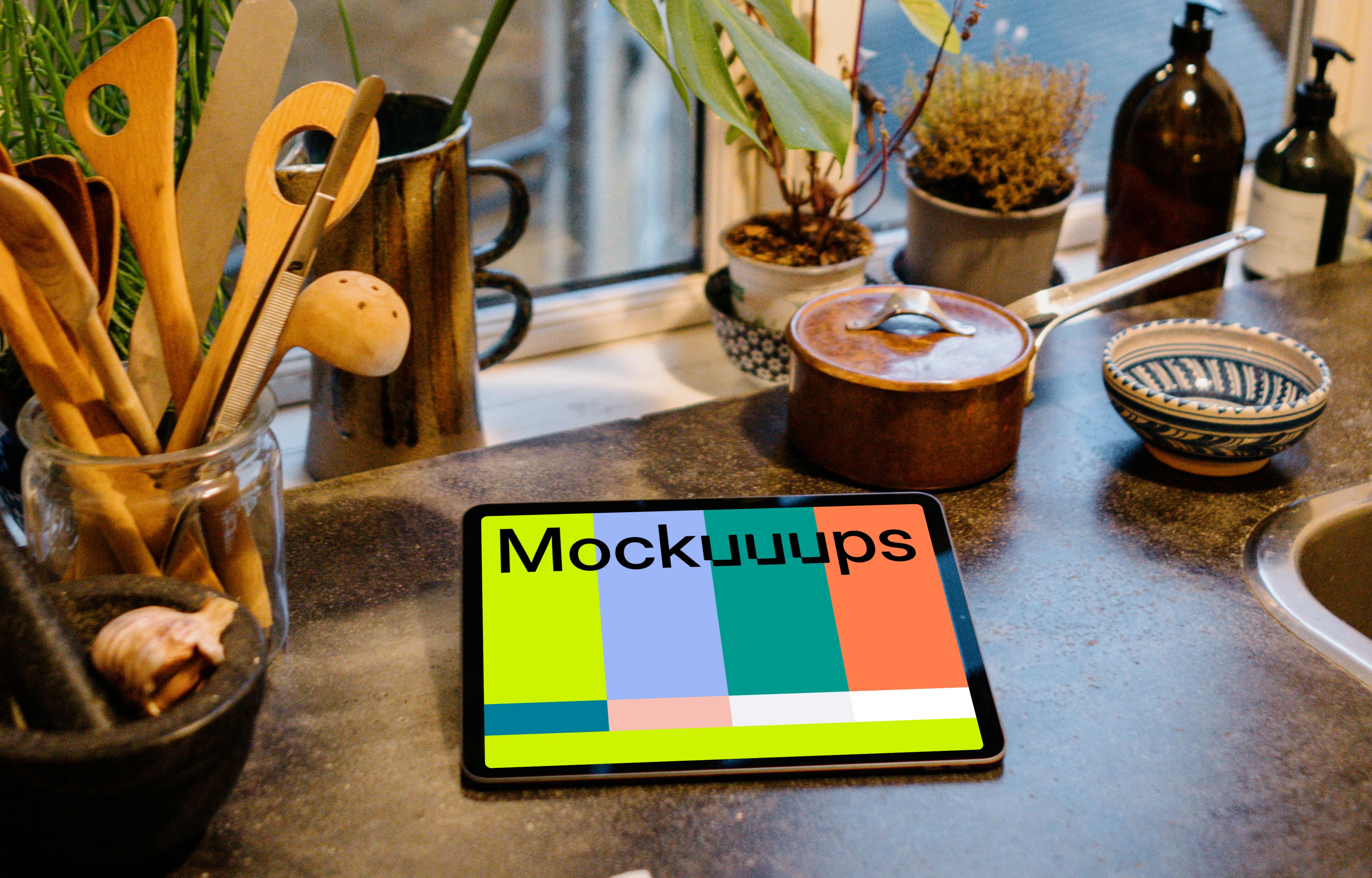 iPad Air mockup next to the window