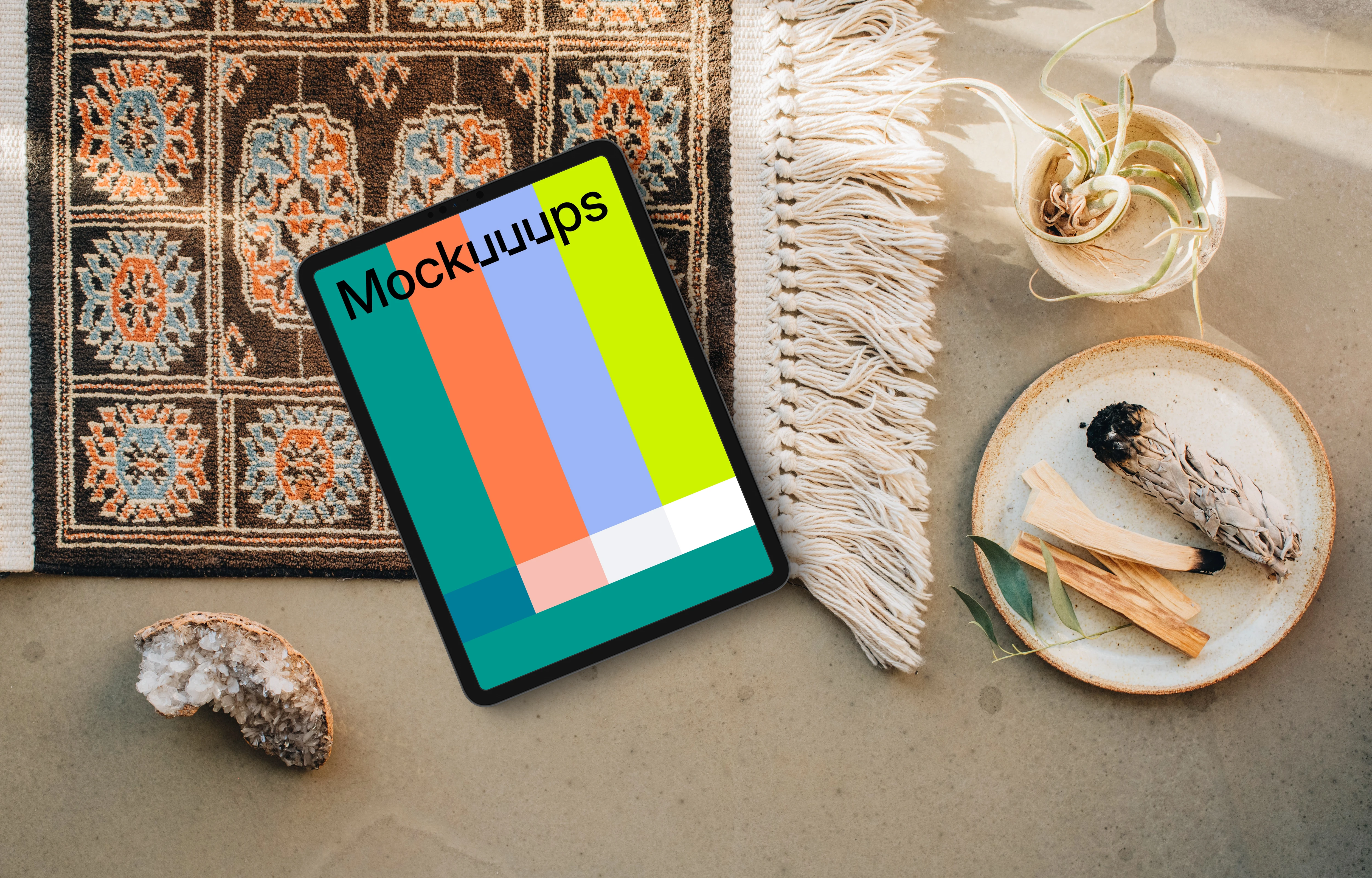 iPad mockup in self-care scene