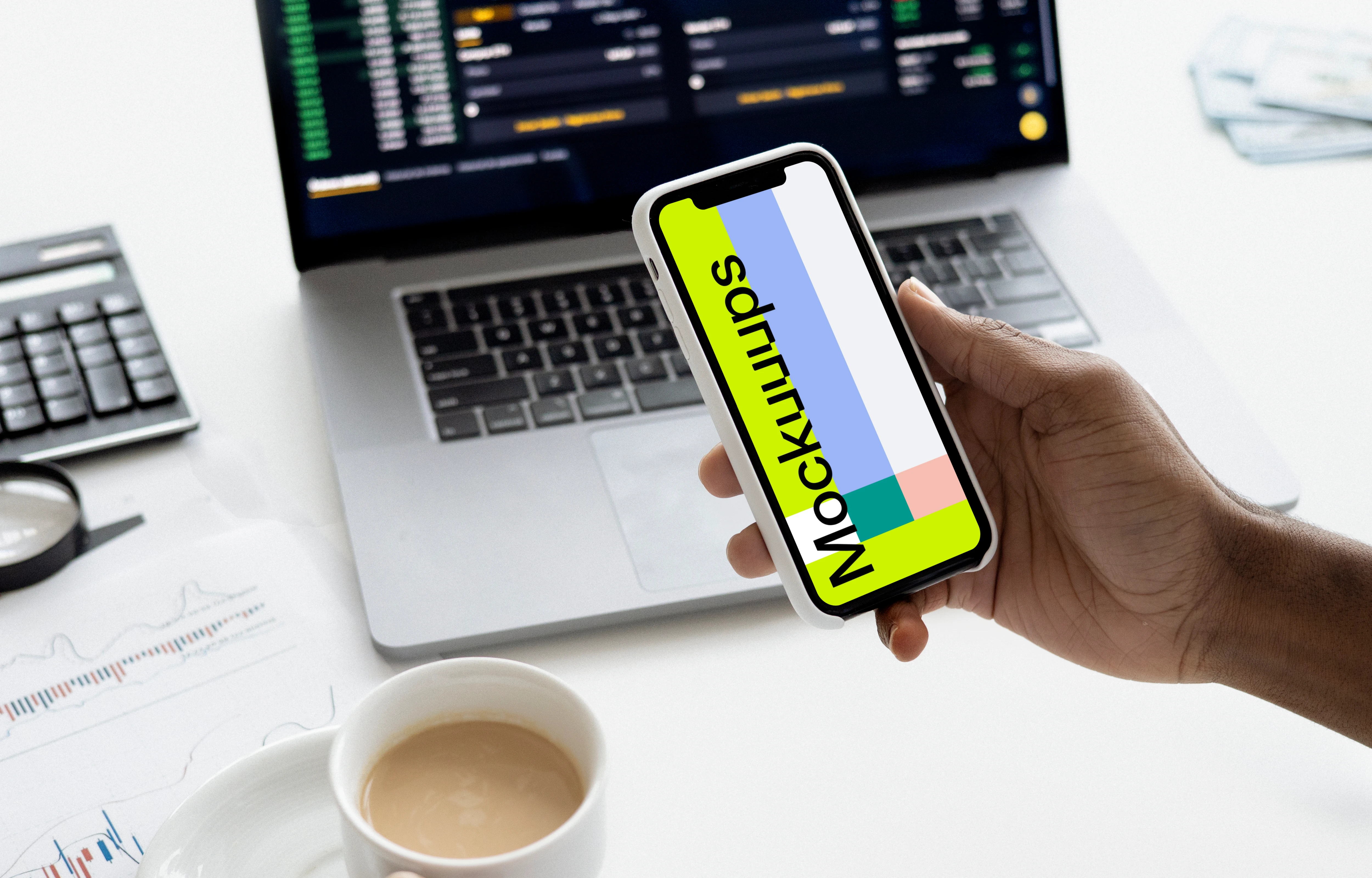 iPhone 12 mockup held by a man