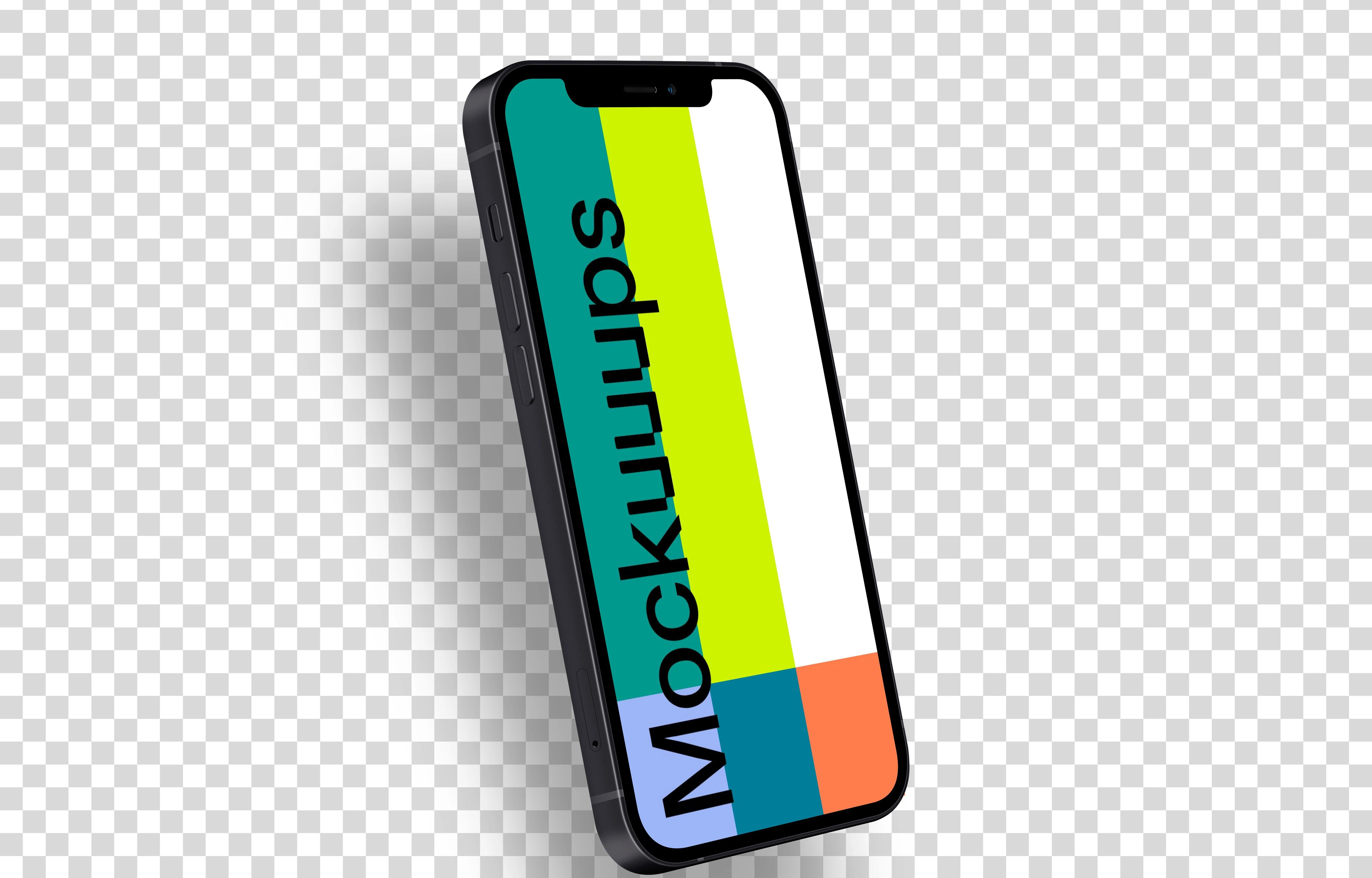 iPhone 12 Mockup (Perspective Left - Floating Shadow)