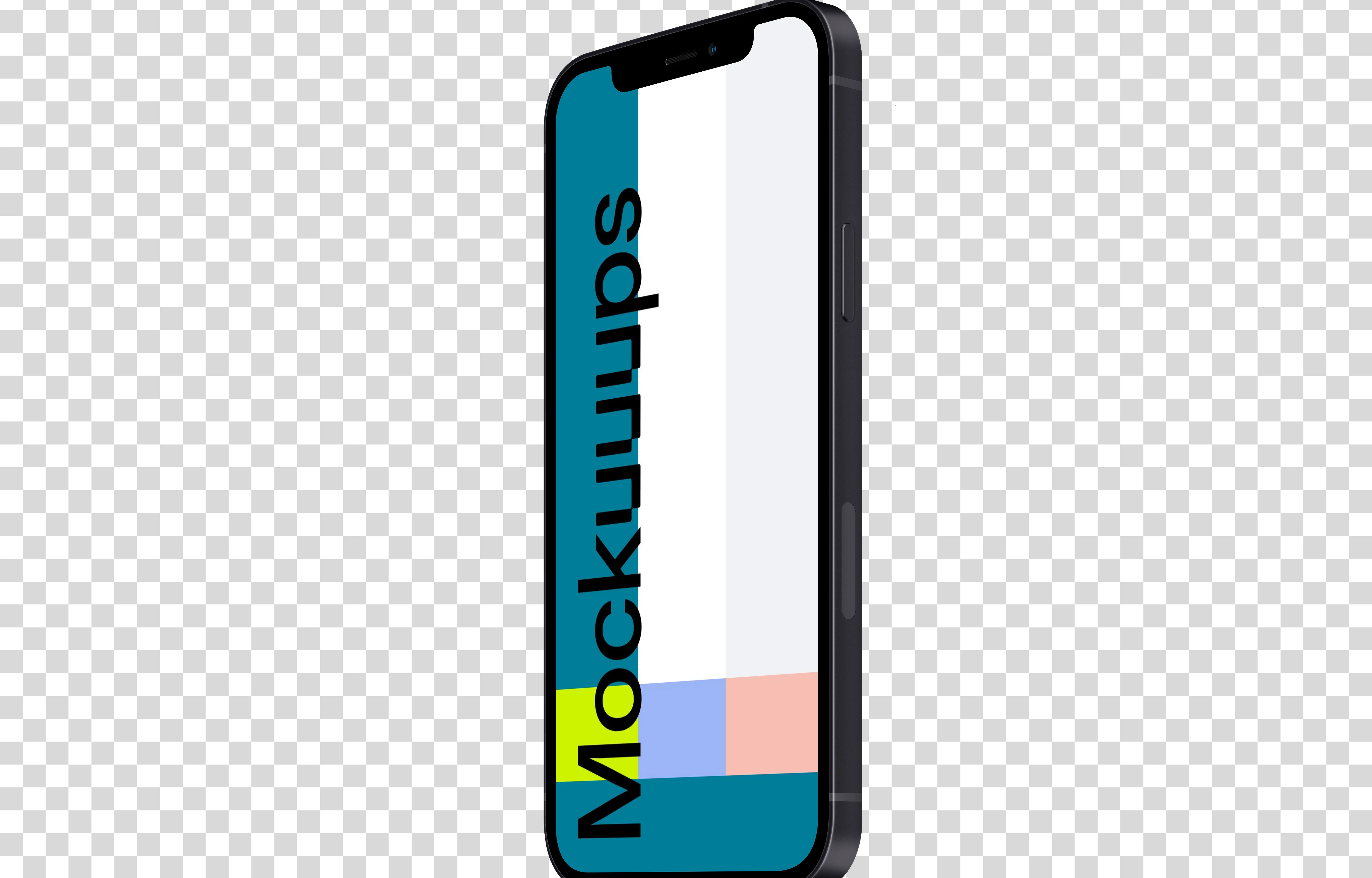 iPhone 12 Mockup (Perspective Stand Right- Floating Shadow)