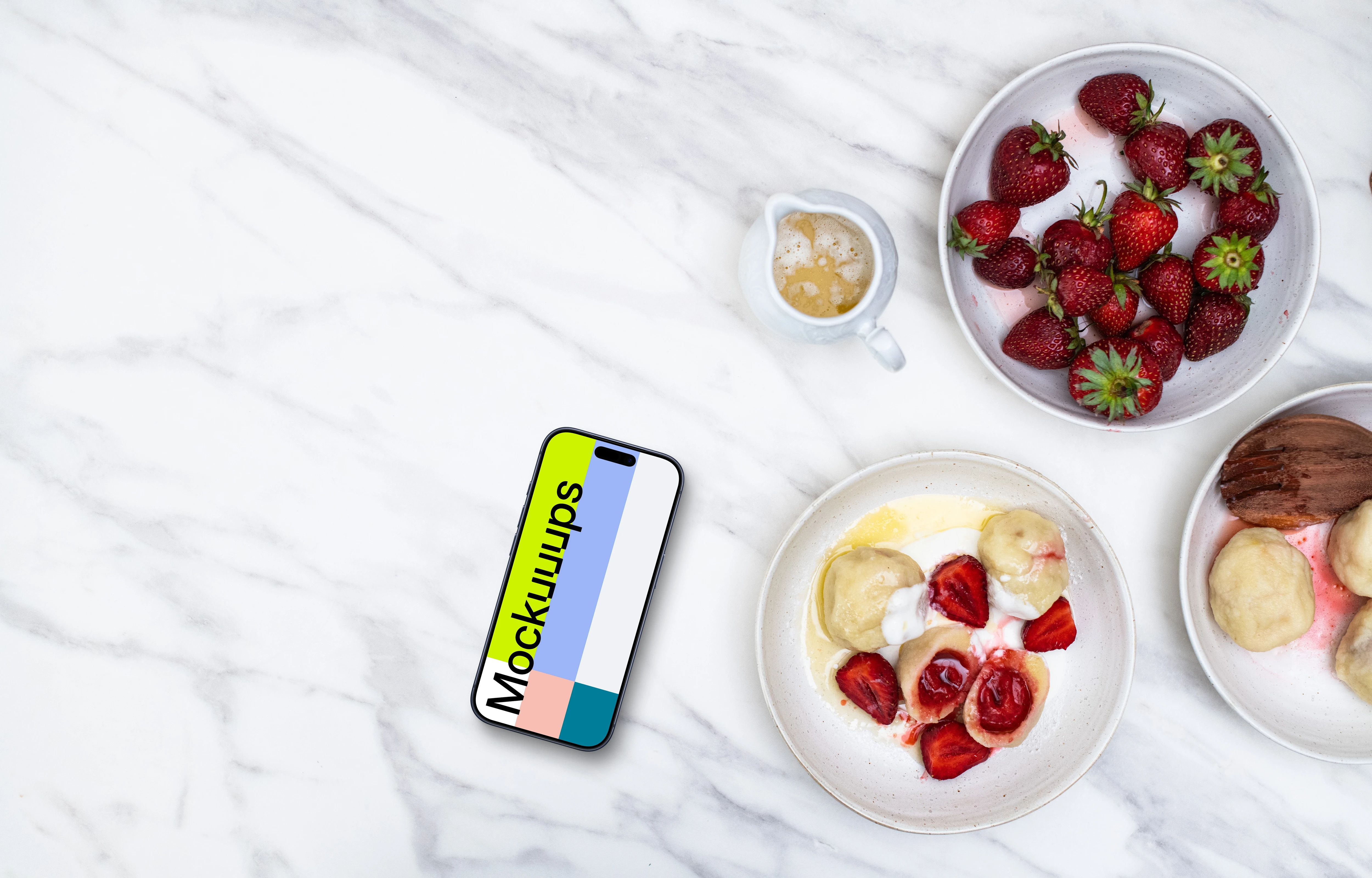 iPhone mockup in the minimalistic kitchen