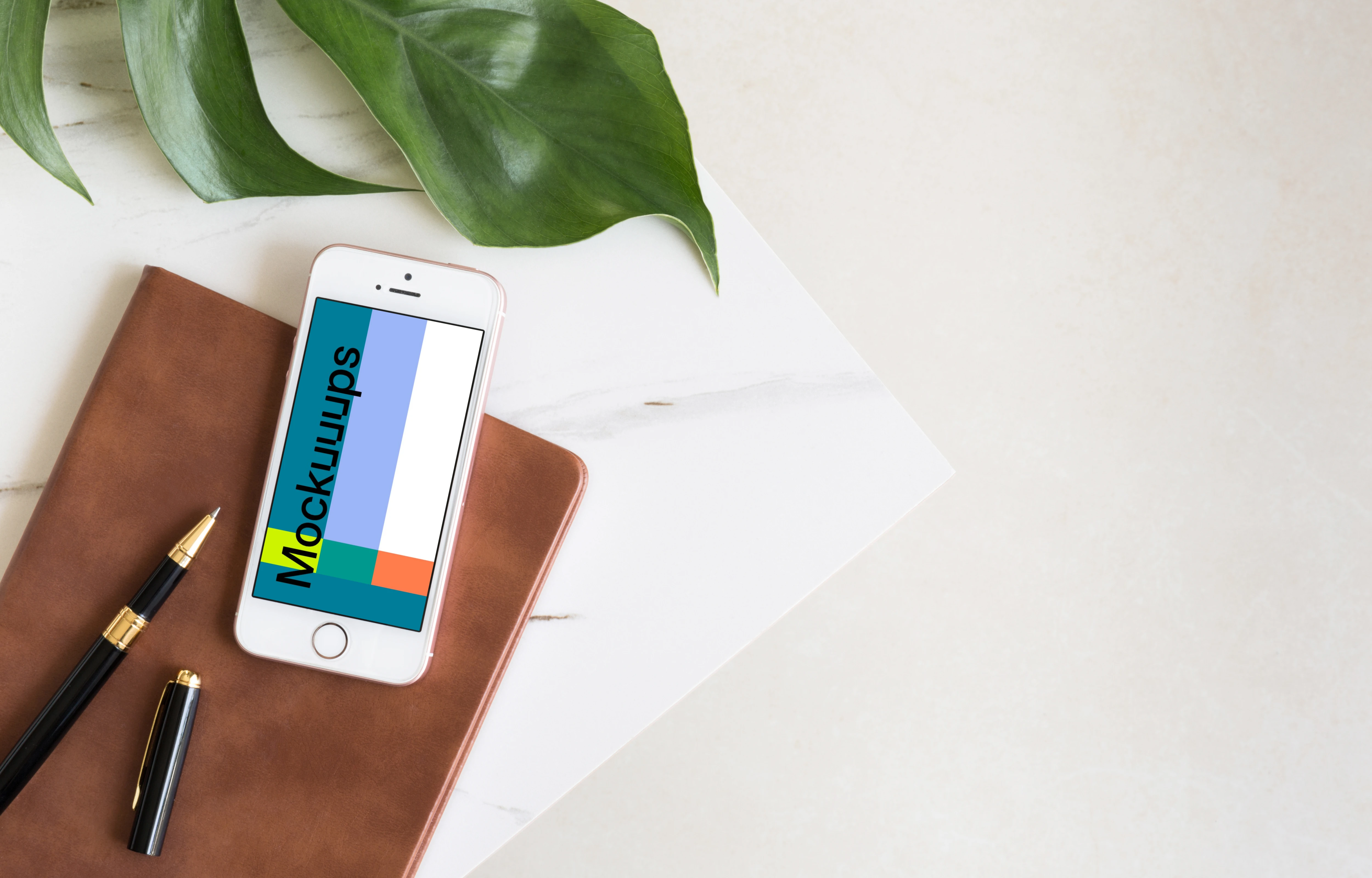 iPhone SE mockup and marble table