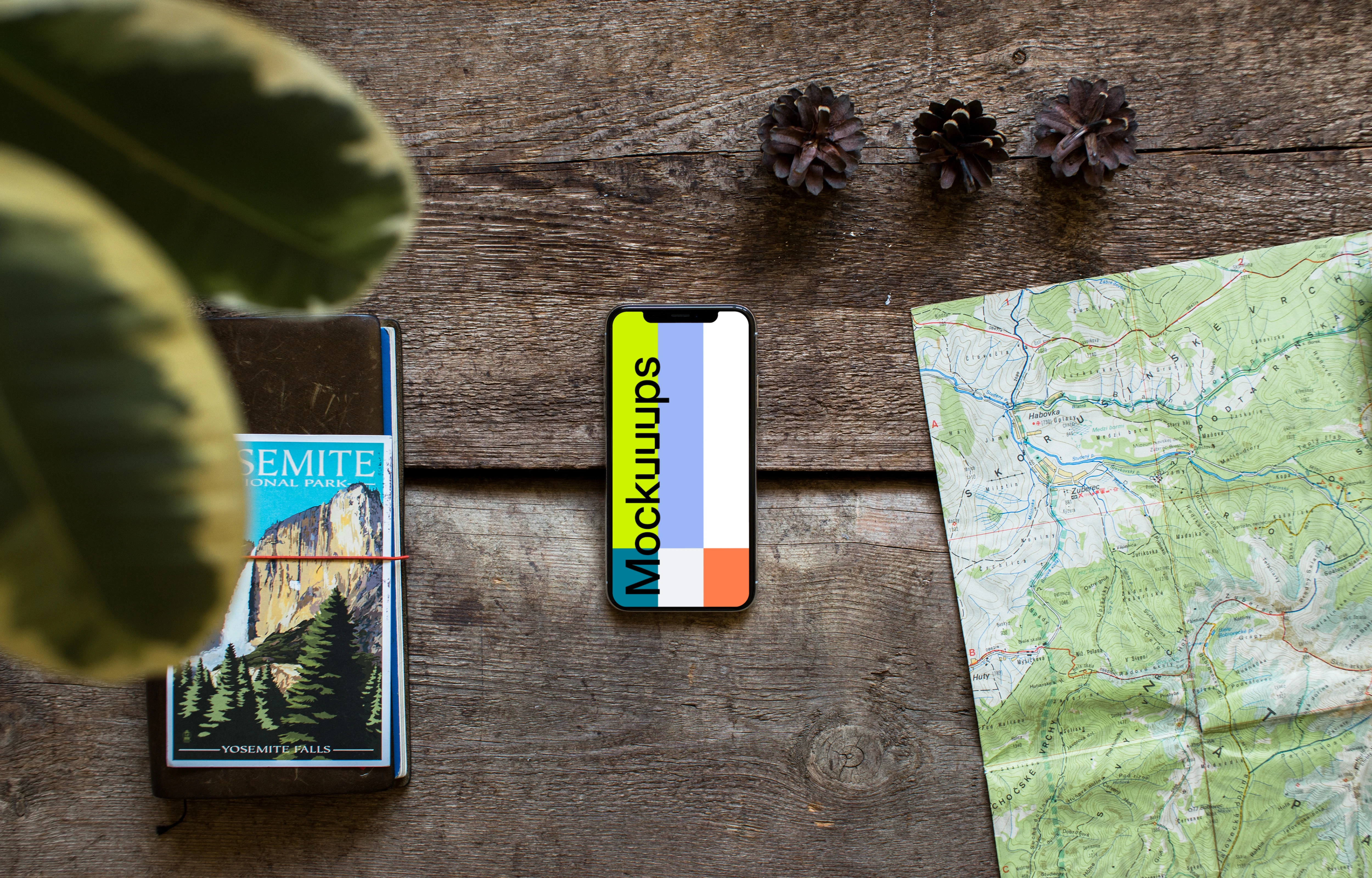 iPhone XS mockup with Yosemite map