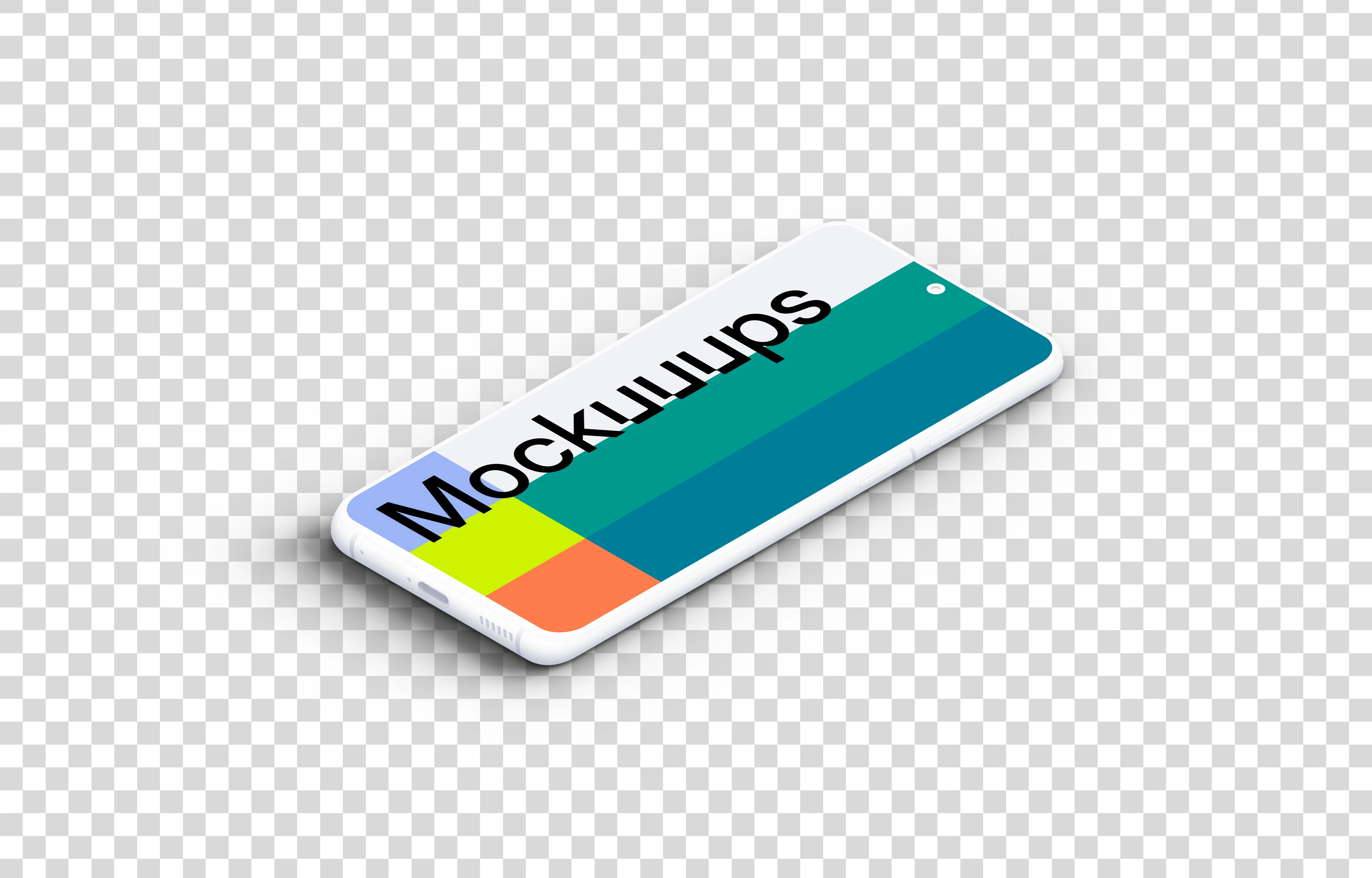Samsung Galaxy S21 Clay Mockup (Isometric Floor Right)