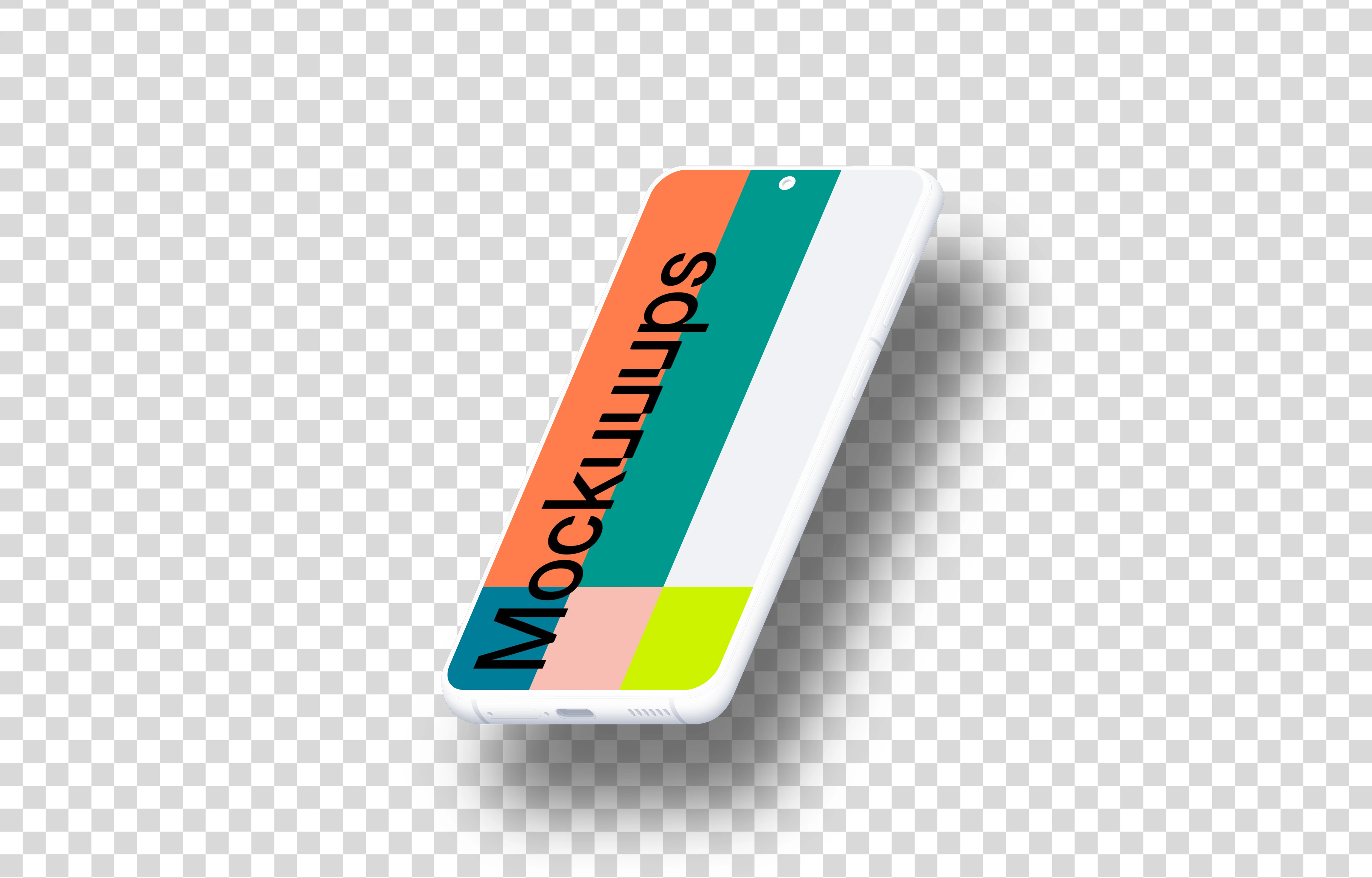 Samsung Galaxy S21 Clay Mockup (Isometric Right - Floating Shadow)