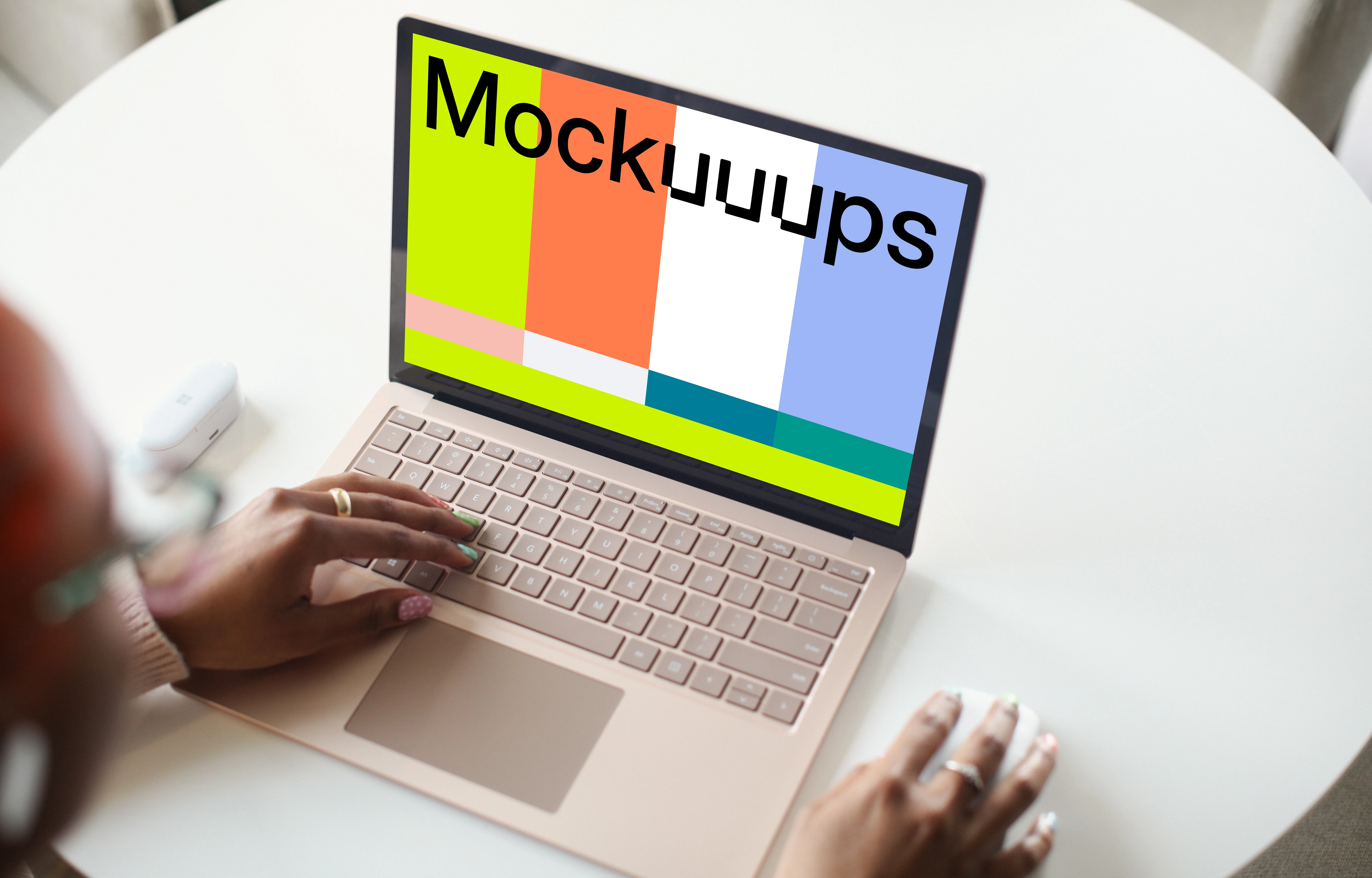 Laptop Mockup of a Young Woman Using a Surface Laptop