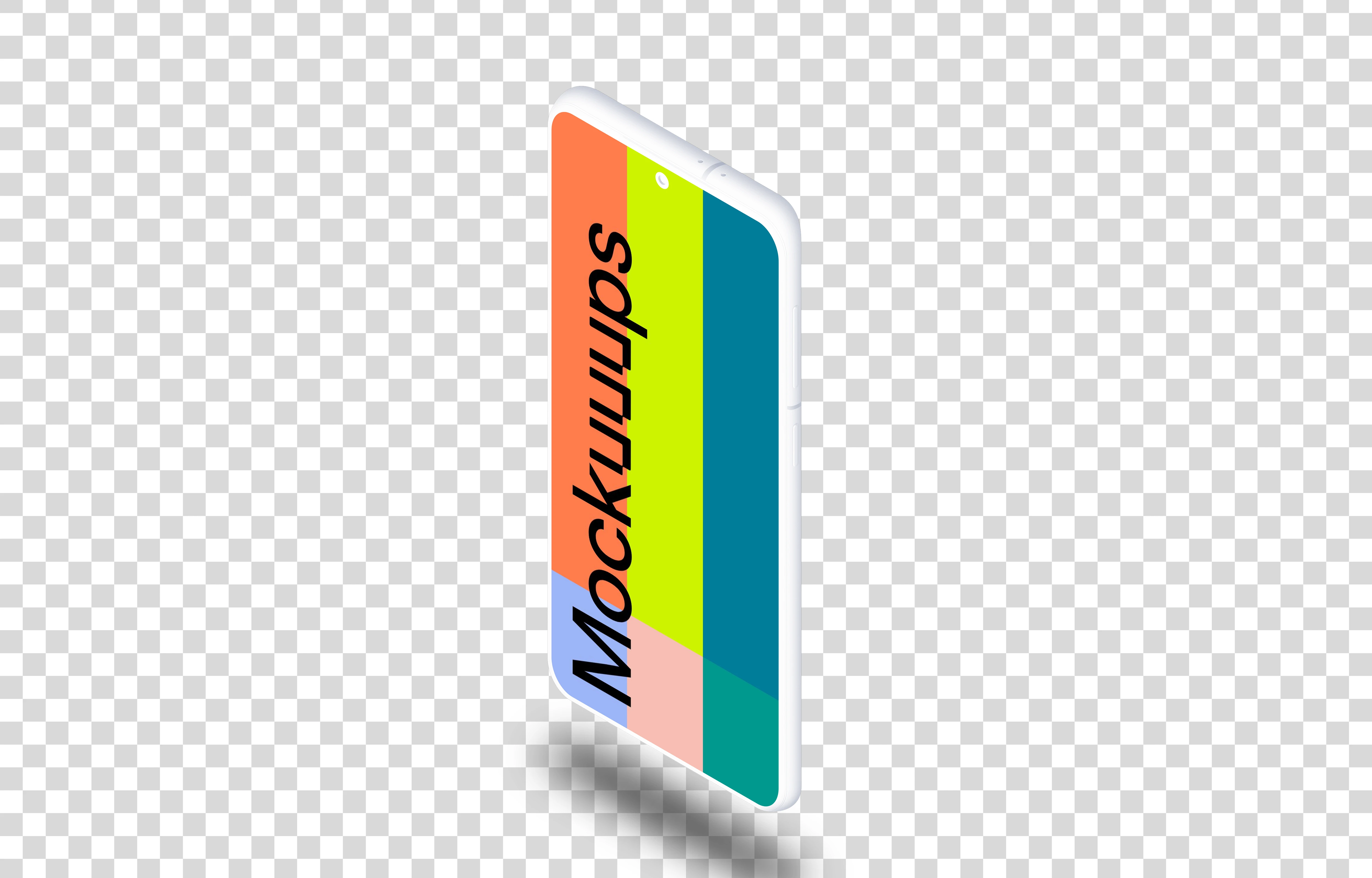 Samsung Galaxy S21 Clay Mockup (Isometric Stand Right - Floating Shadow)