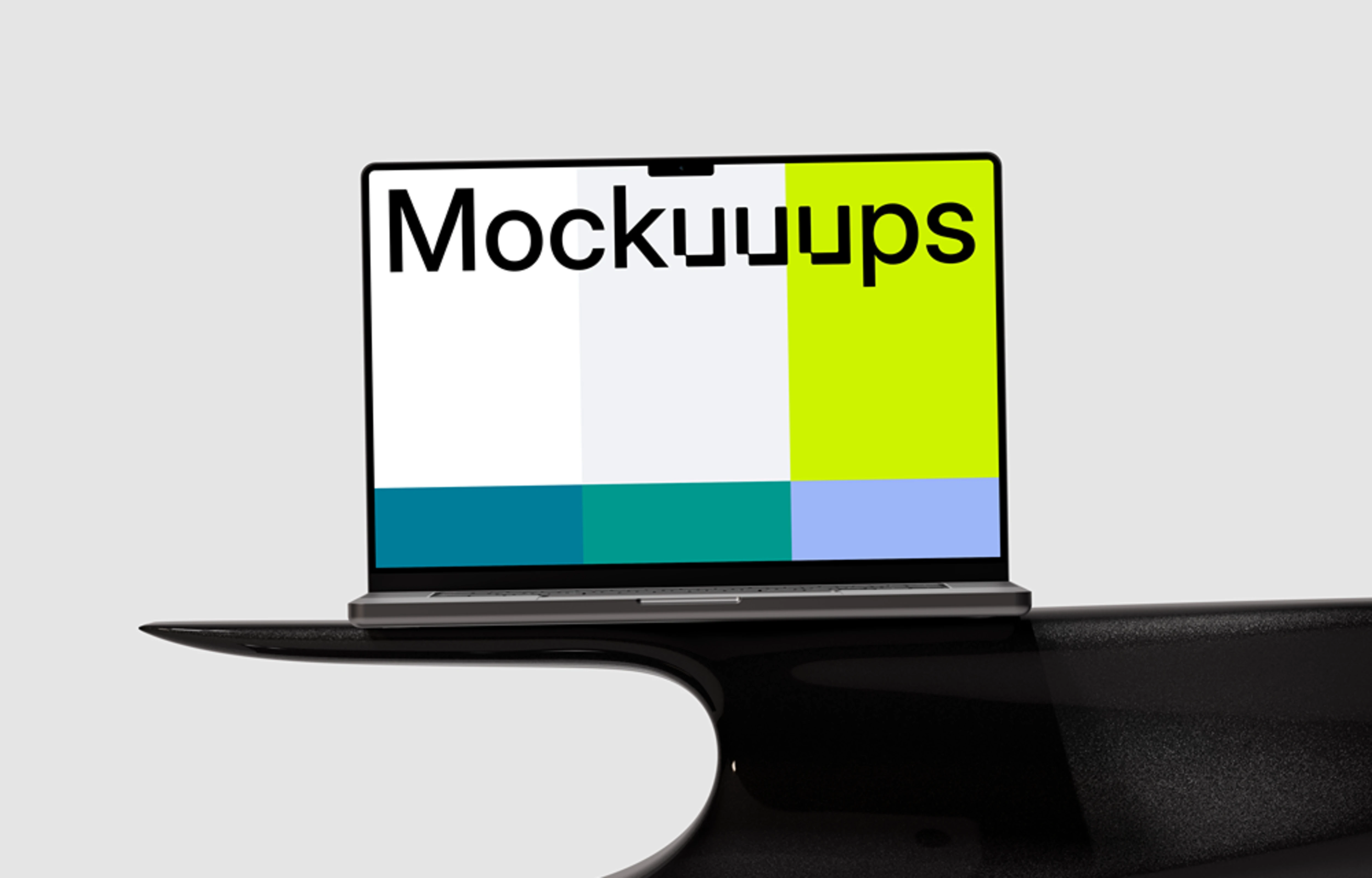 MacBook Pro 14" mockup on modern abstract table