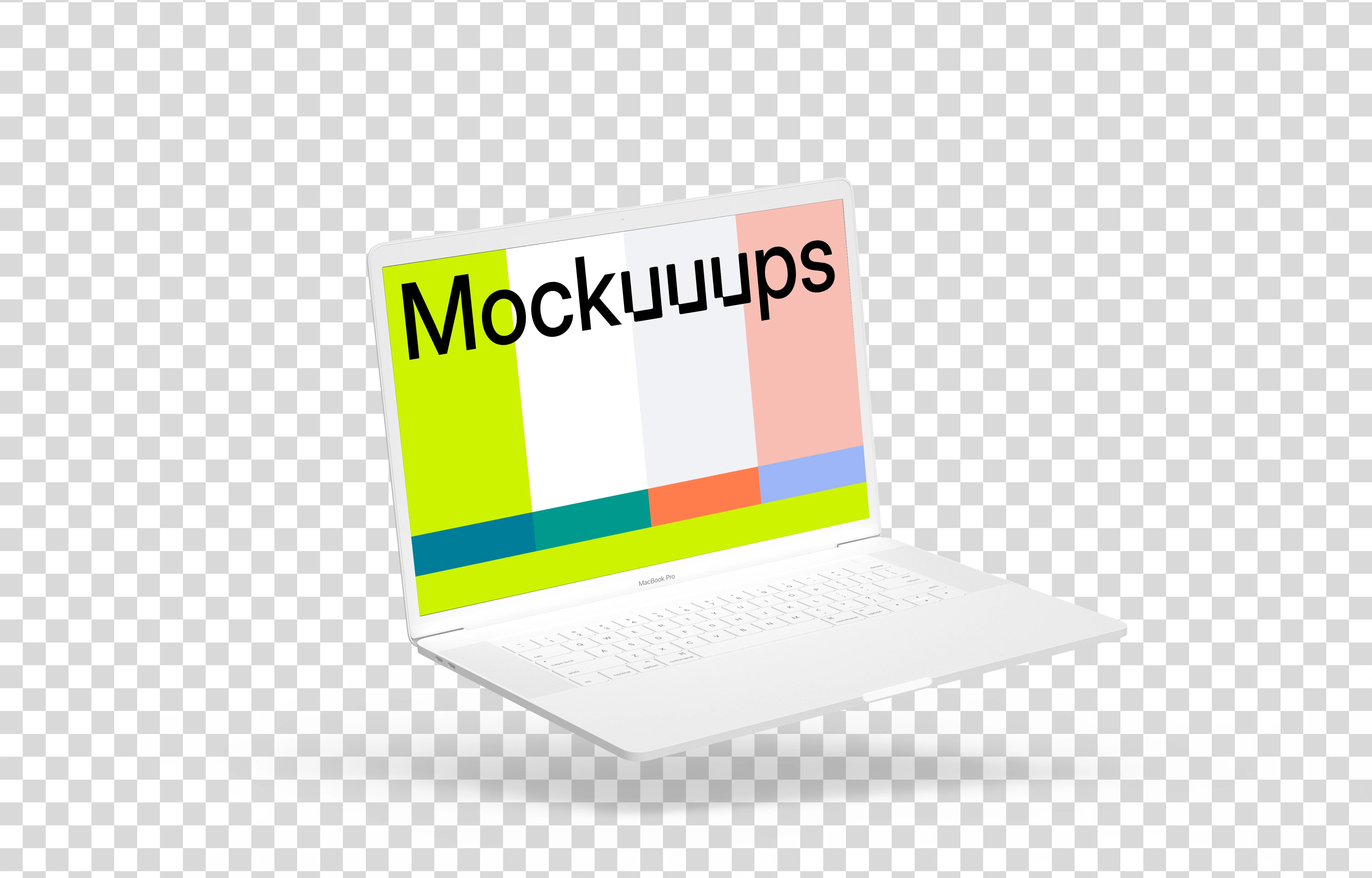 Macbook Pro mockup (Clay White) floating to the left