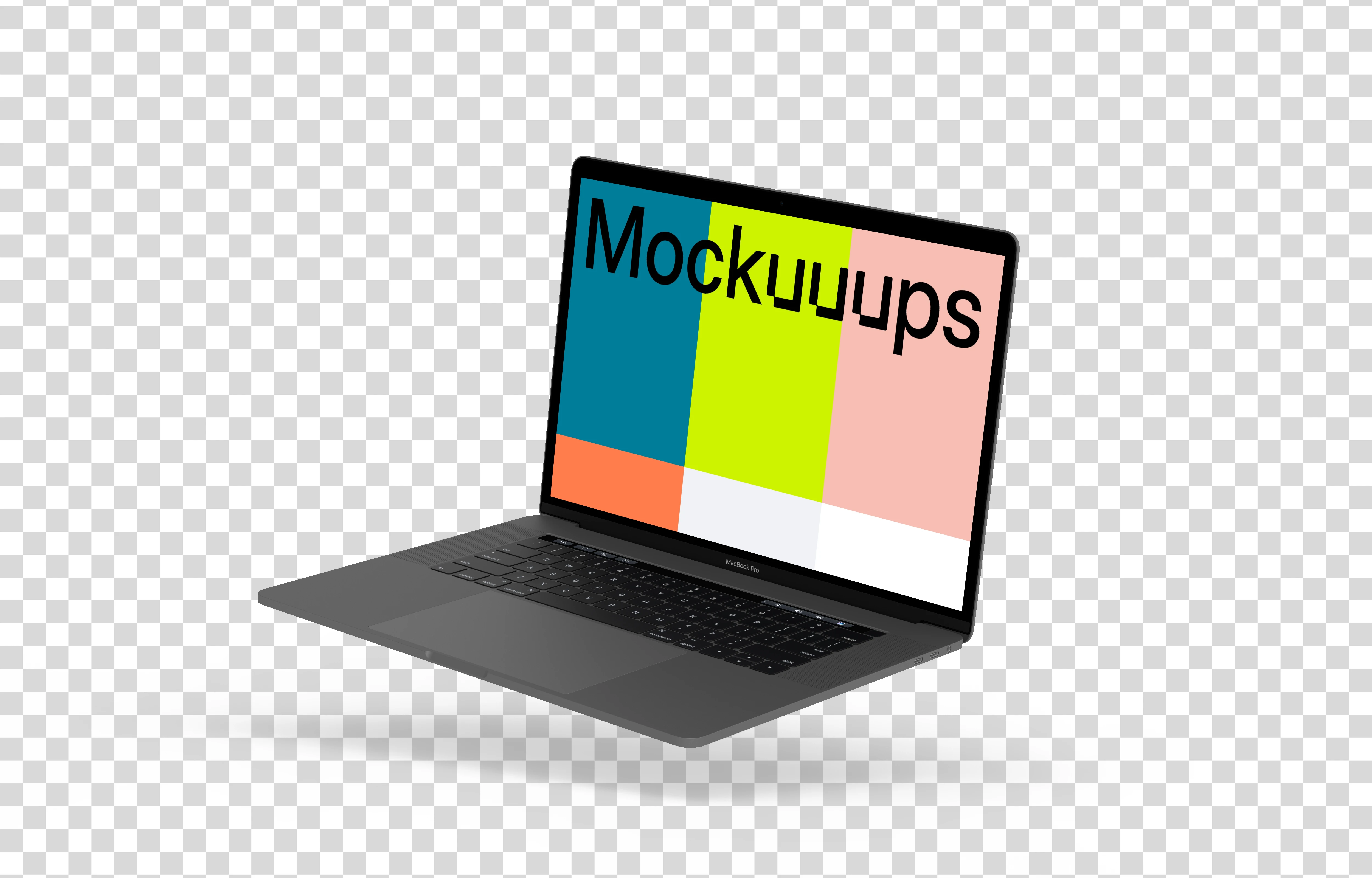 Macbook Pro mockup floating to the right