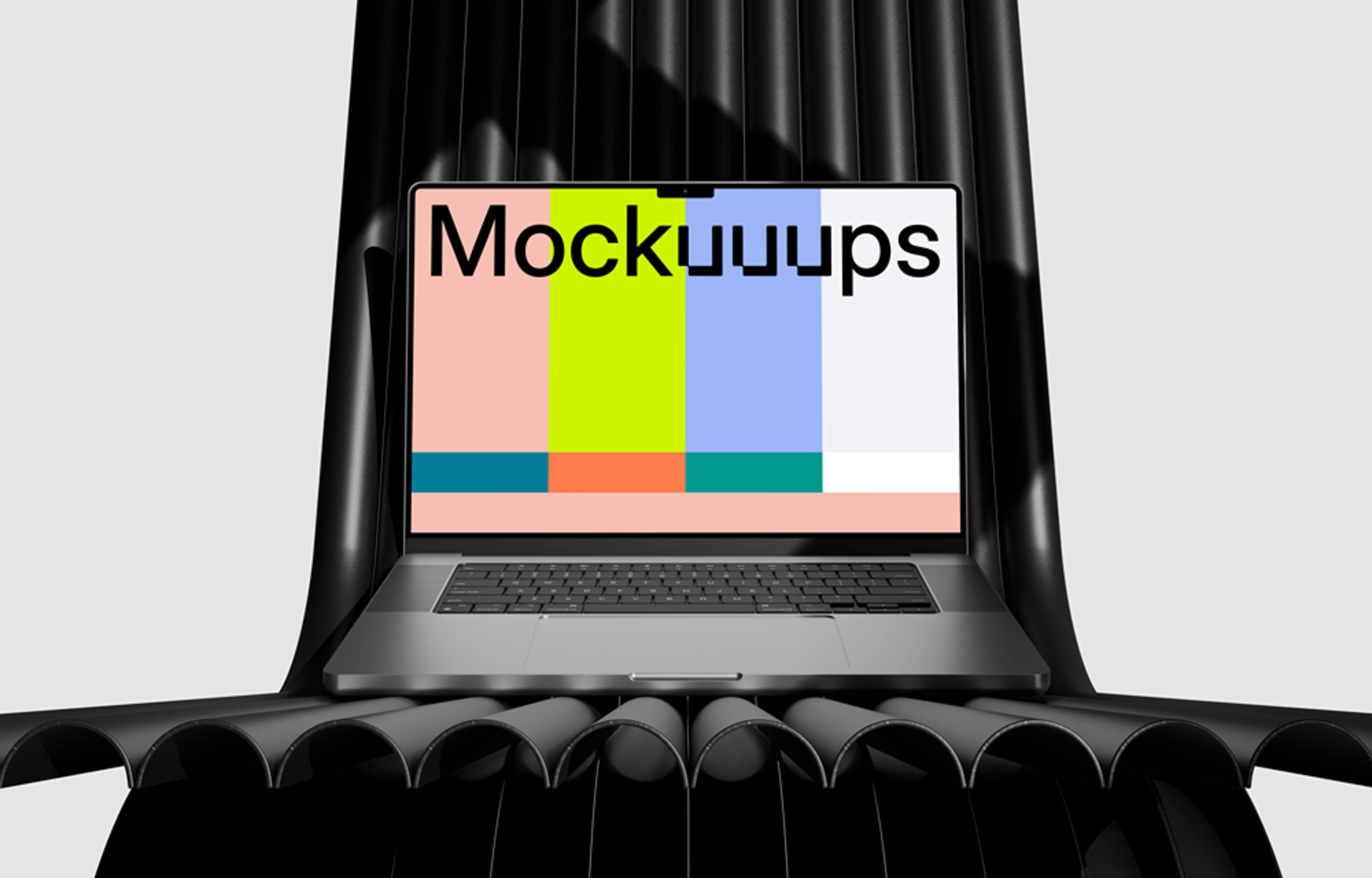 MacBook Pro mockup on a modern black surface