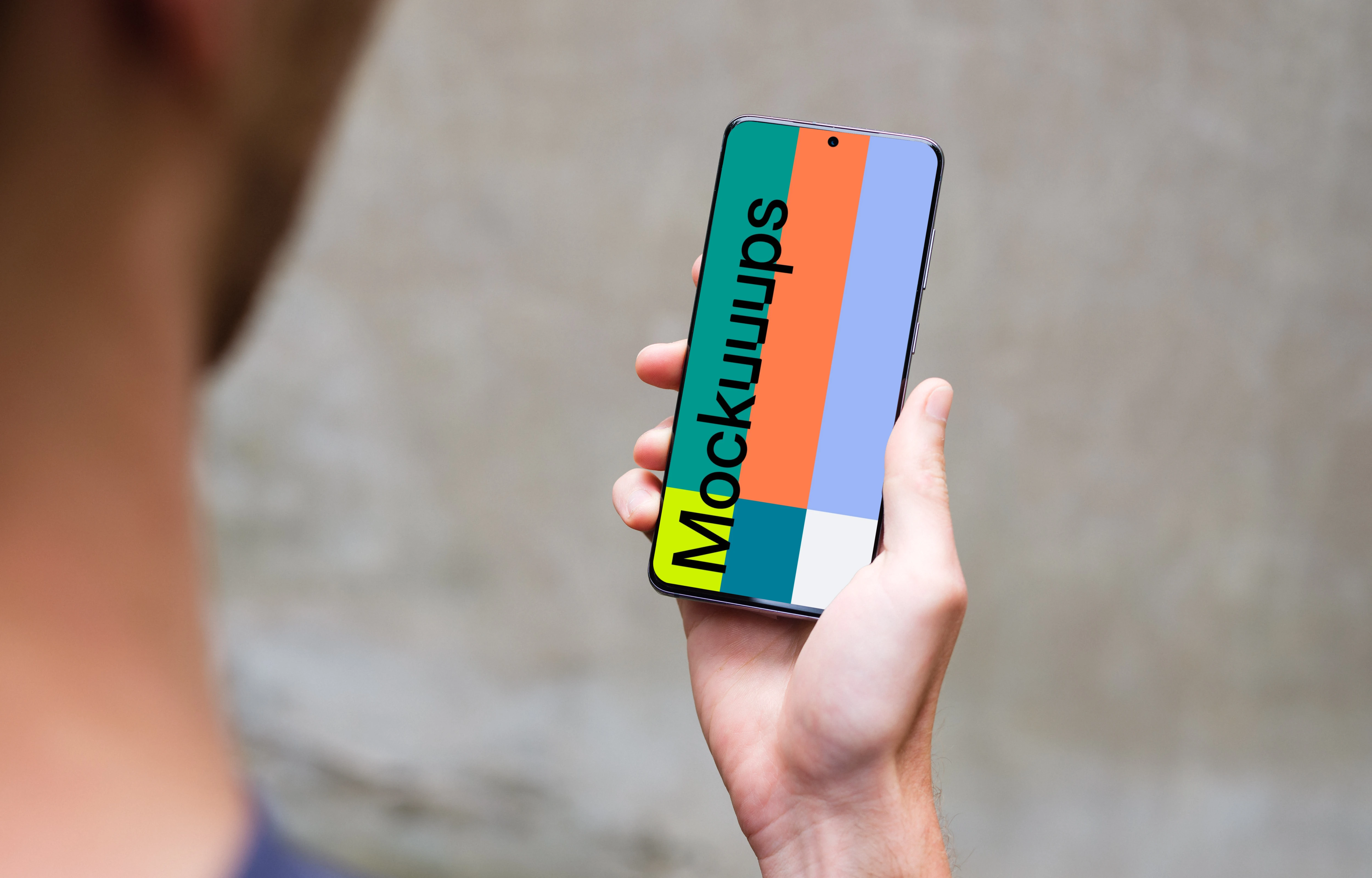 Man holding Samsung Galaxy S20 mockup