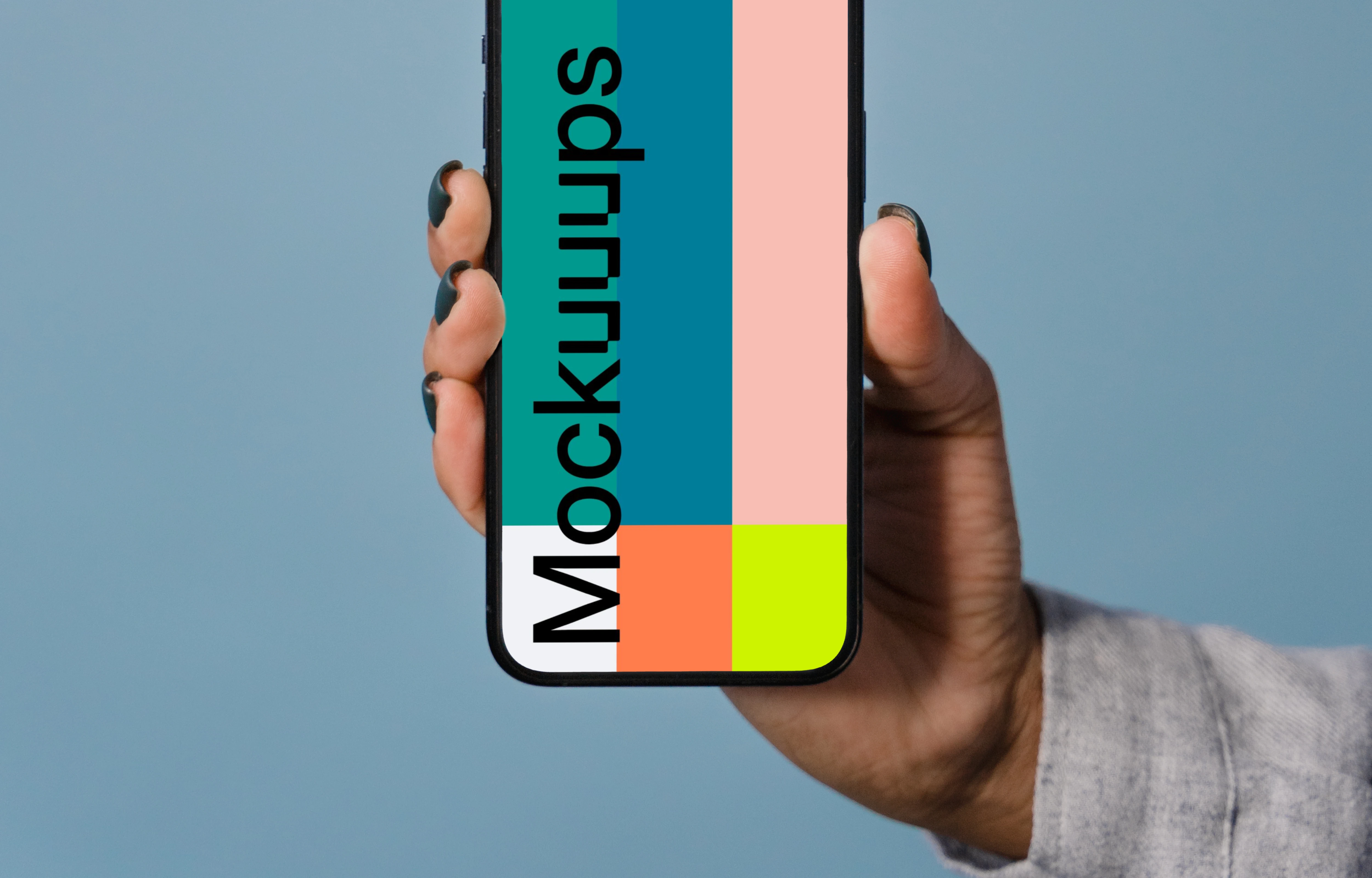 Minimal iPhone mockup held up in full view by user