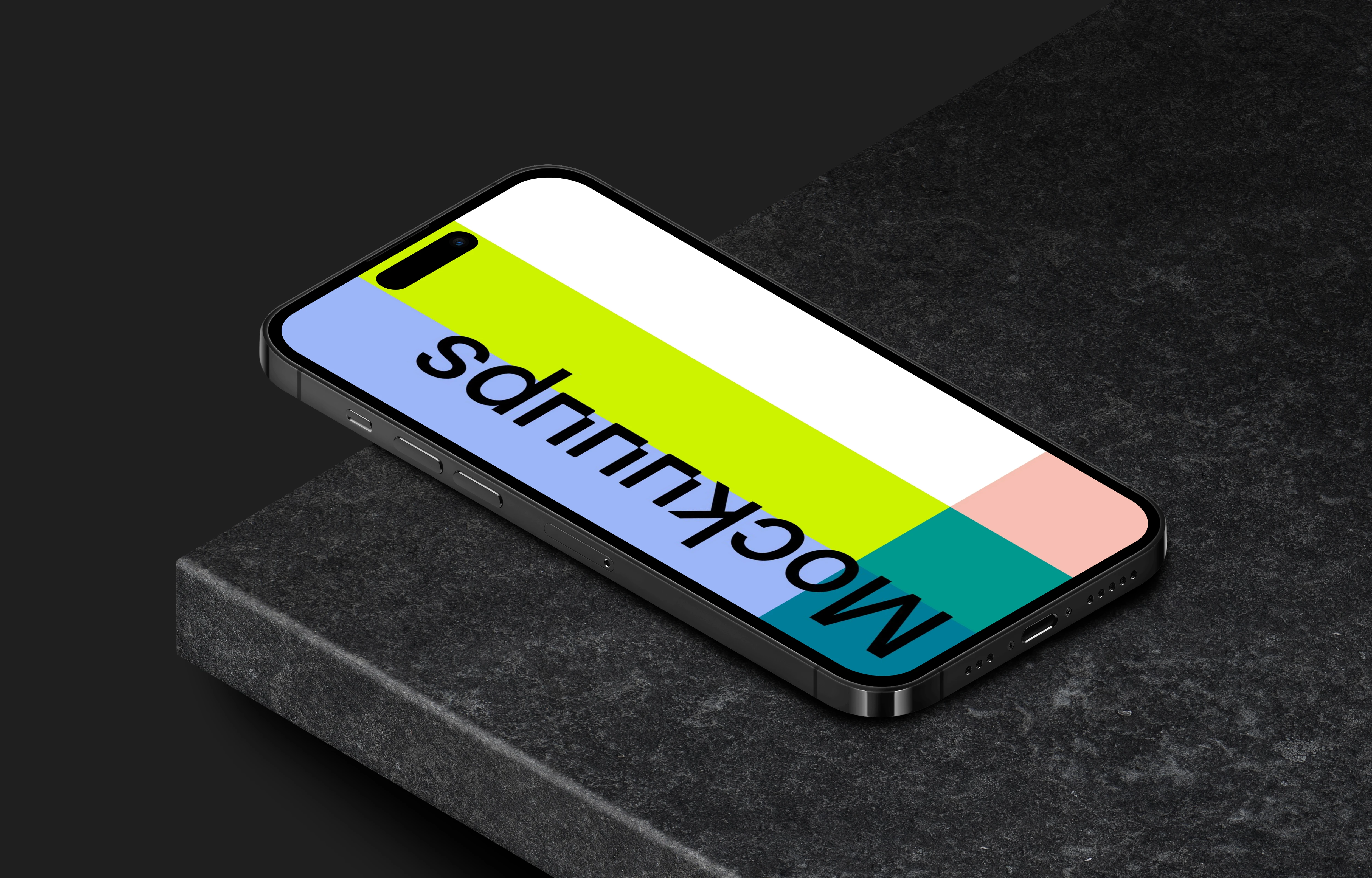 Mockup of isometric smartphone - Left View