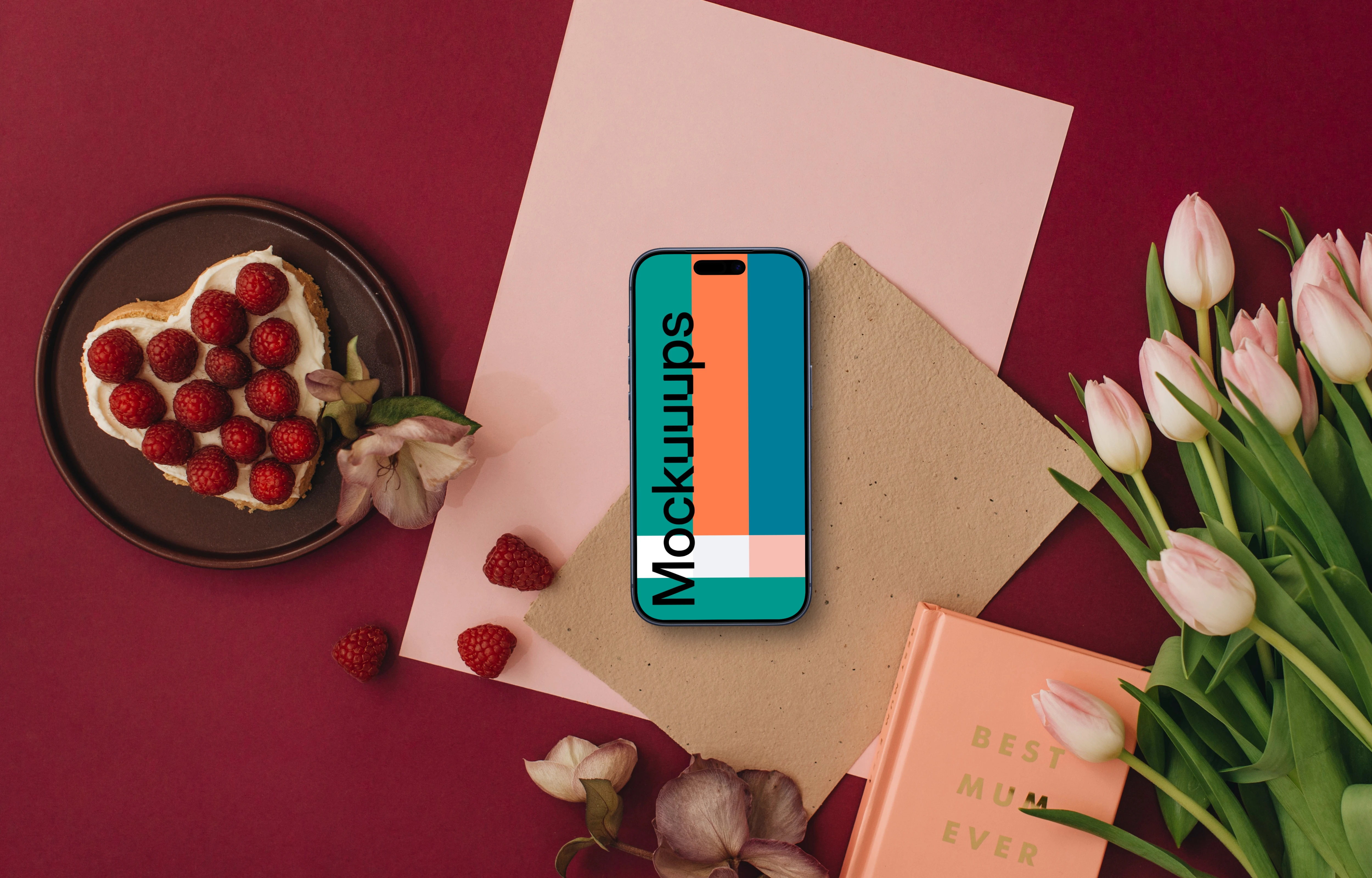 Mother’s day theme with phone mockup