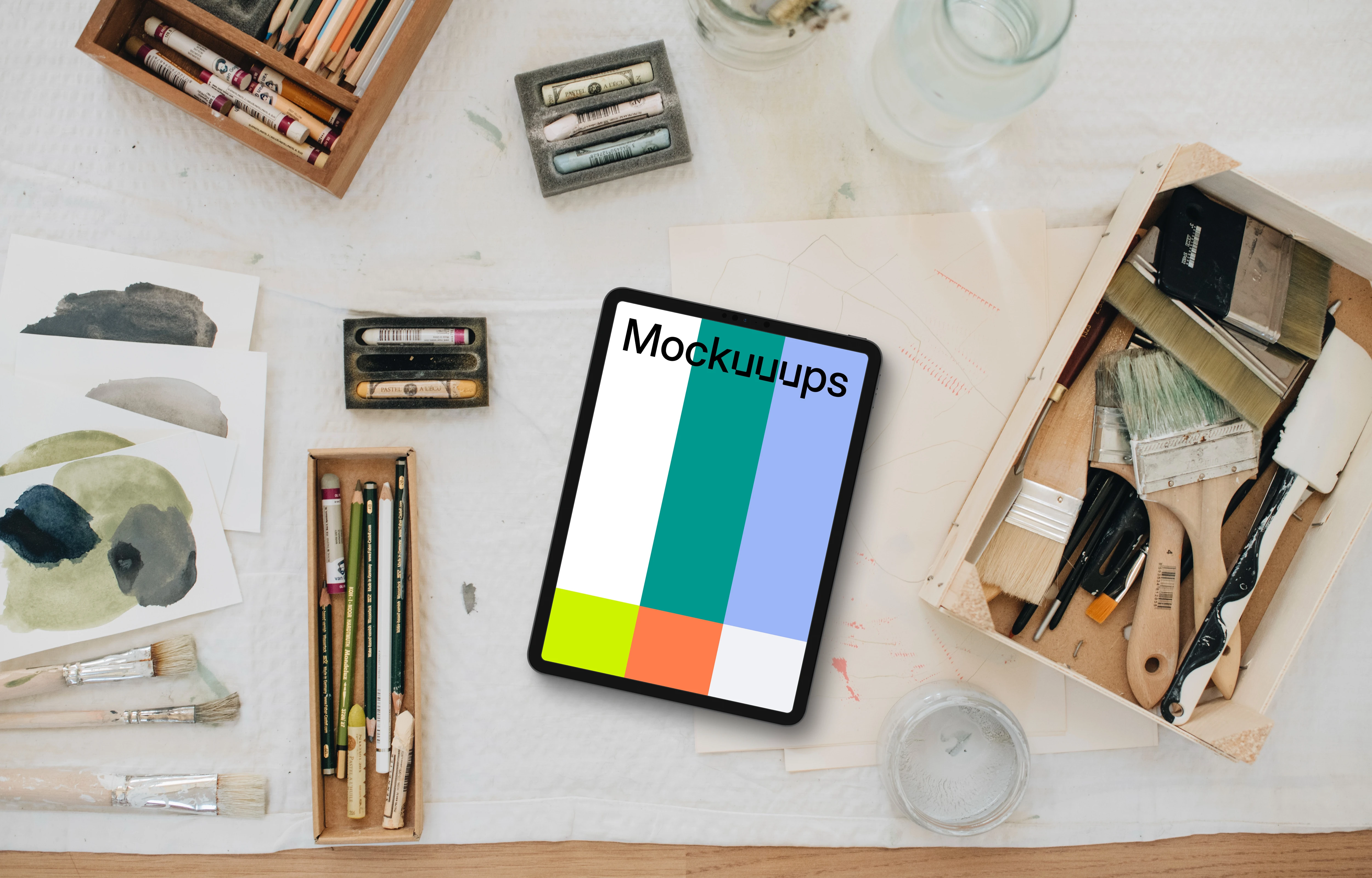 Painting session with an iPad Pro mockup
