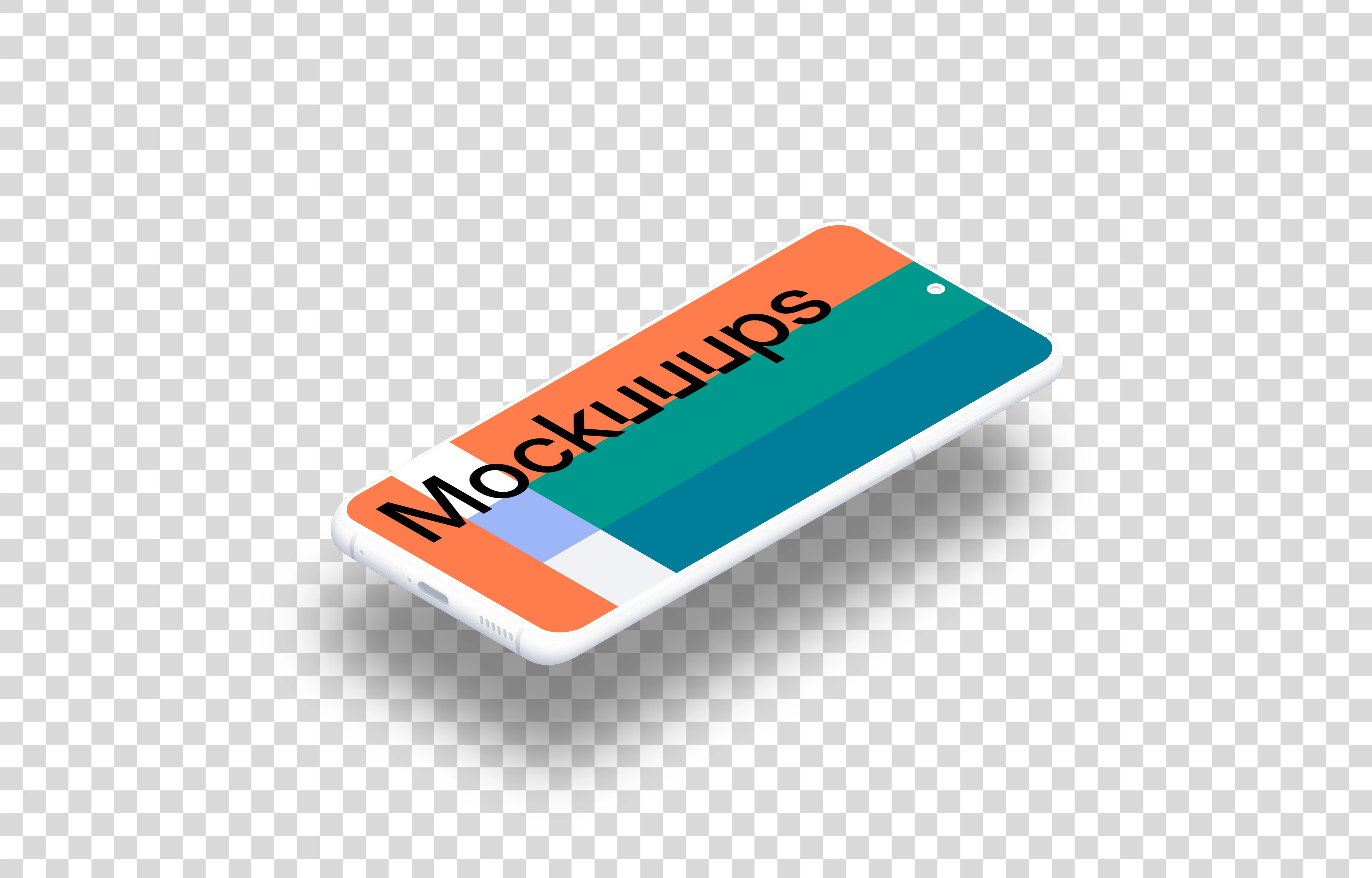 Samsung Galaxy S21 Clay Mockup (Isometric Floor Right - Floating Shadow)