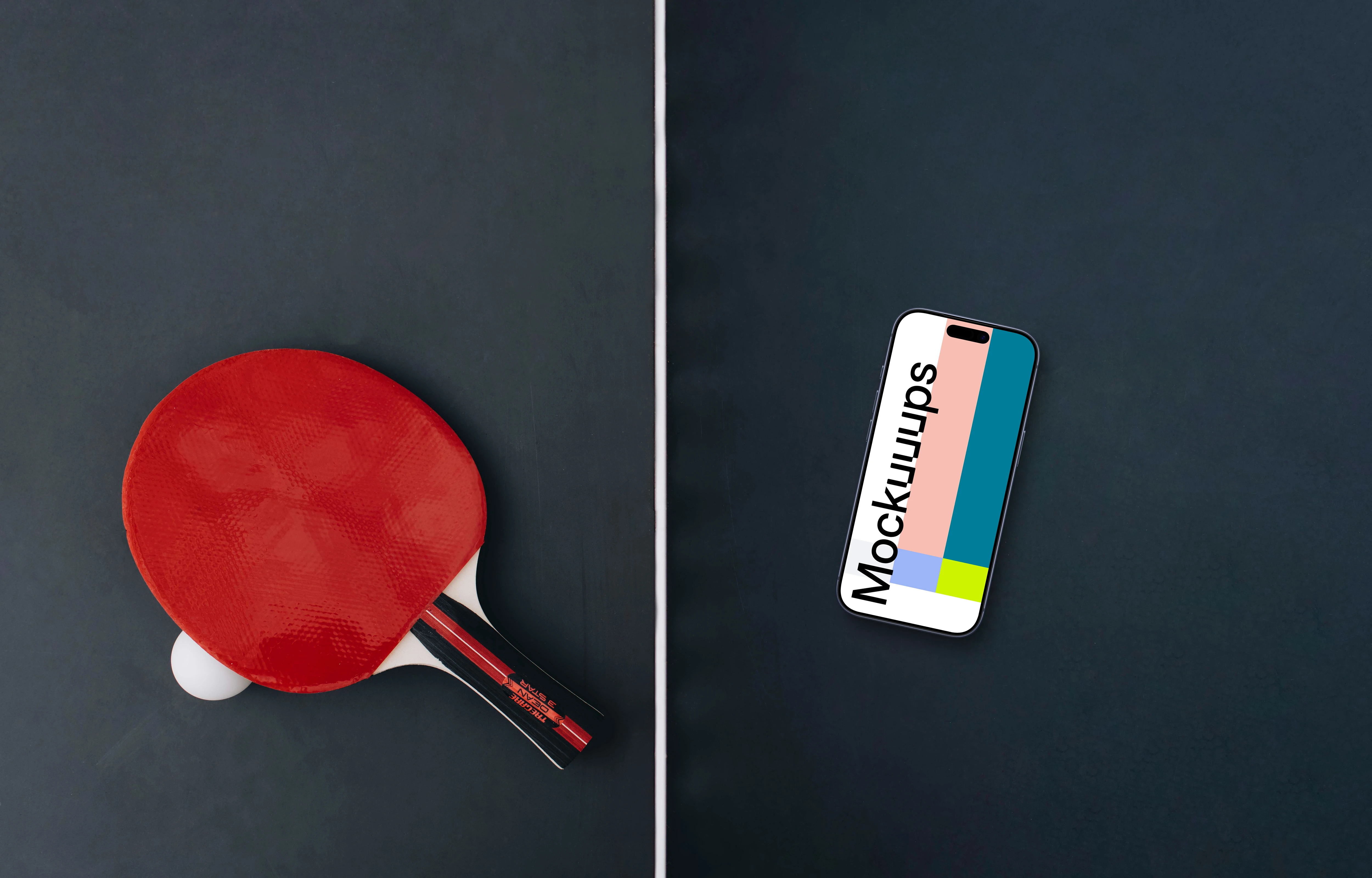 Ping Pong table with iPhone on top of it