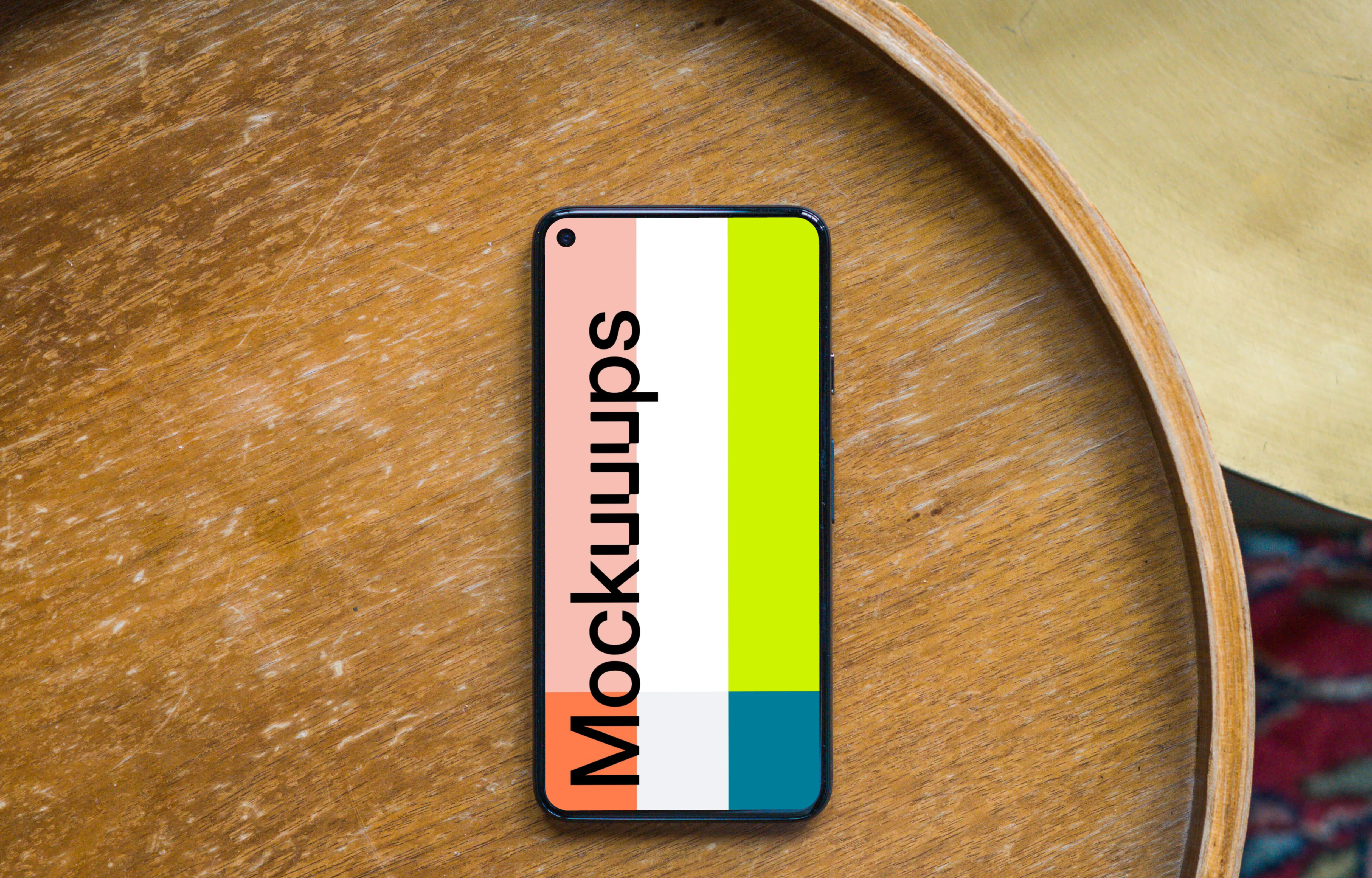 Pixel 5 mockup on a barrel