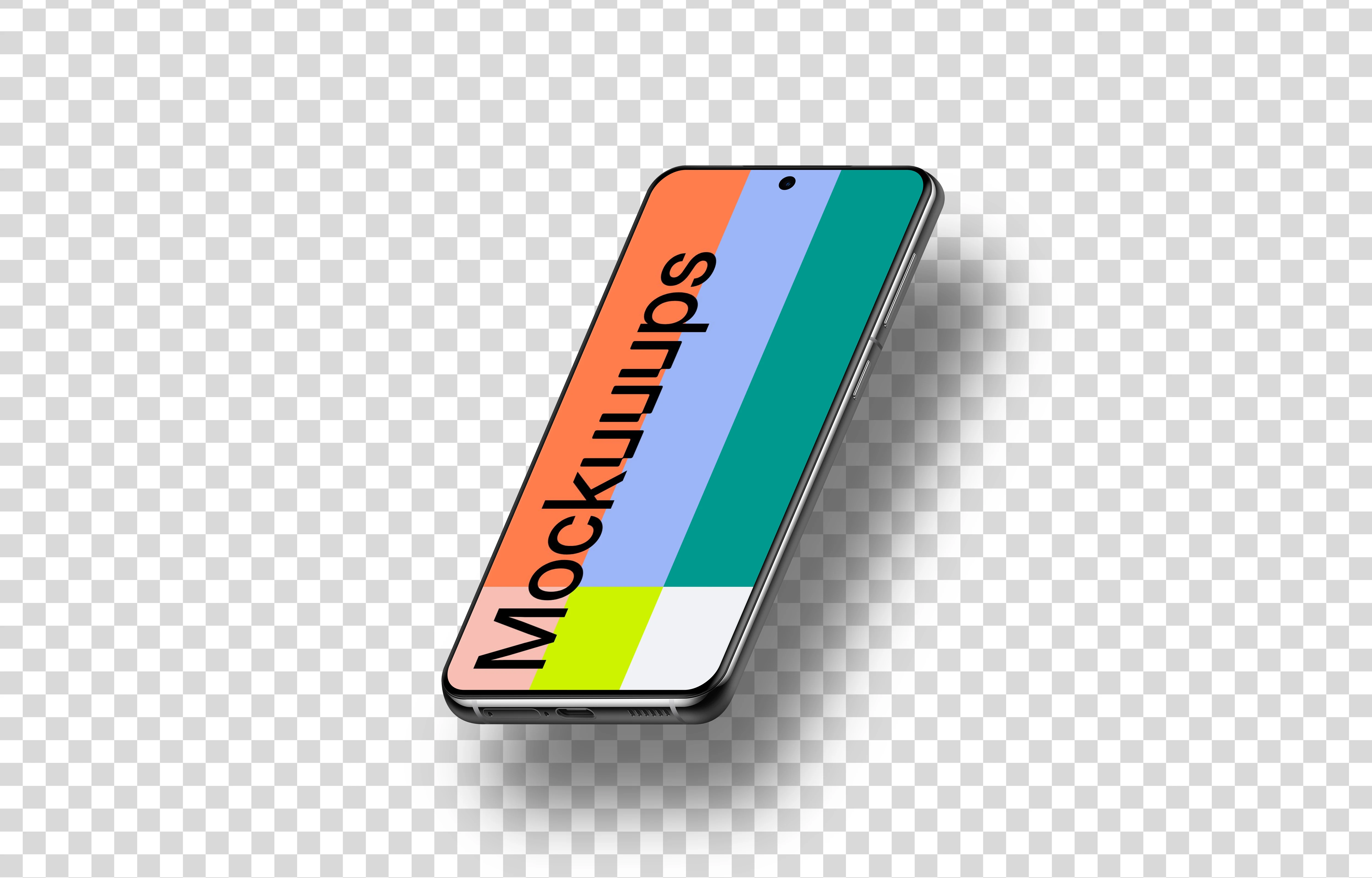 Samsung Galaxy S21 Mockup (Isometric Right - Floating Shadow)