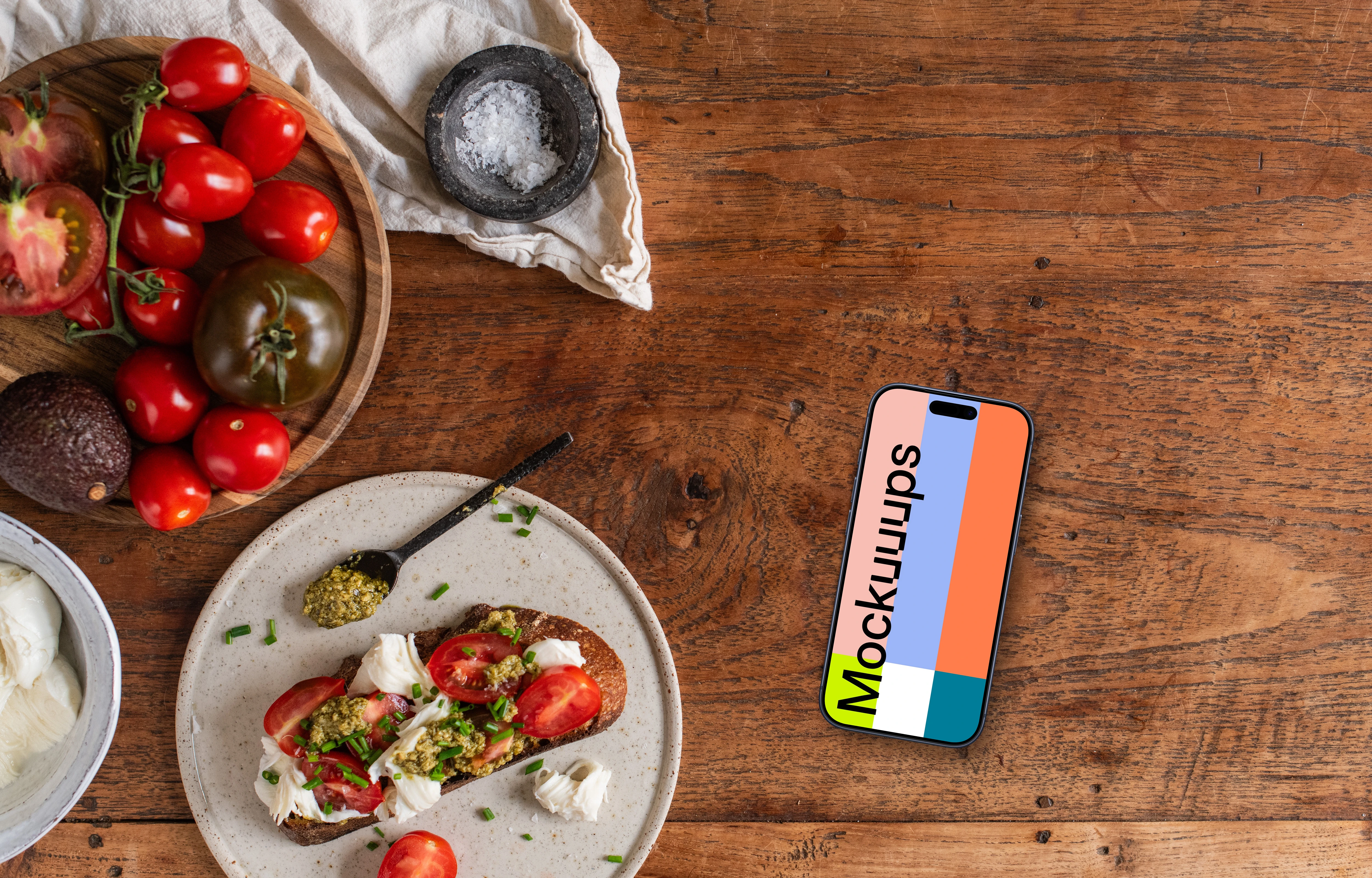 Healthy breakfast with iPhone mockup