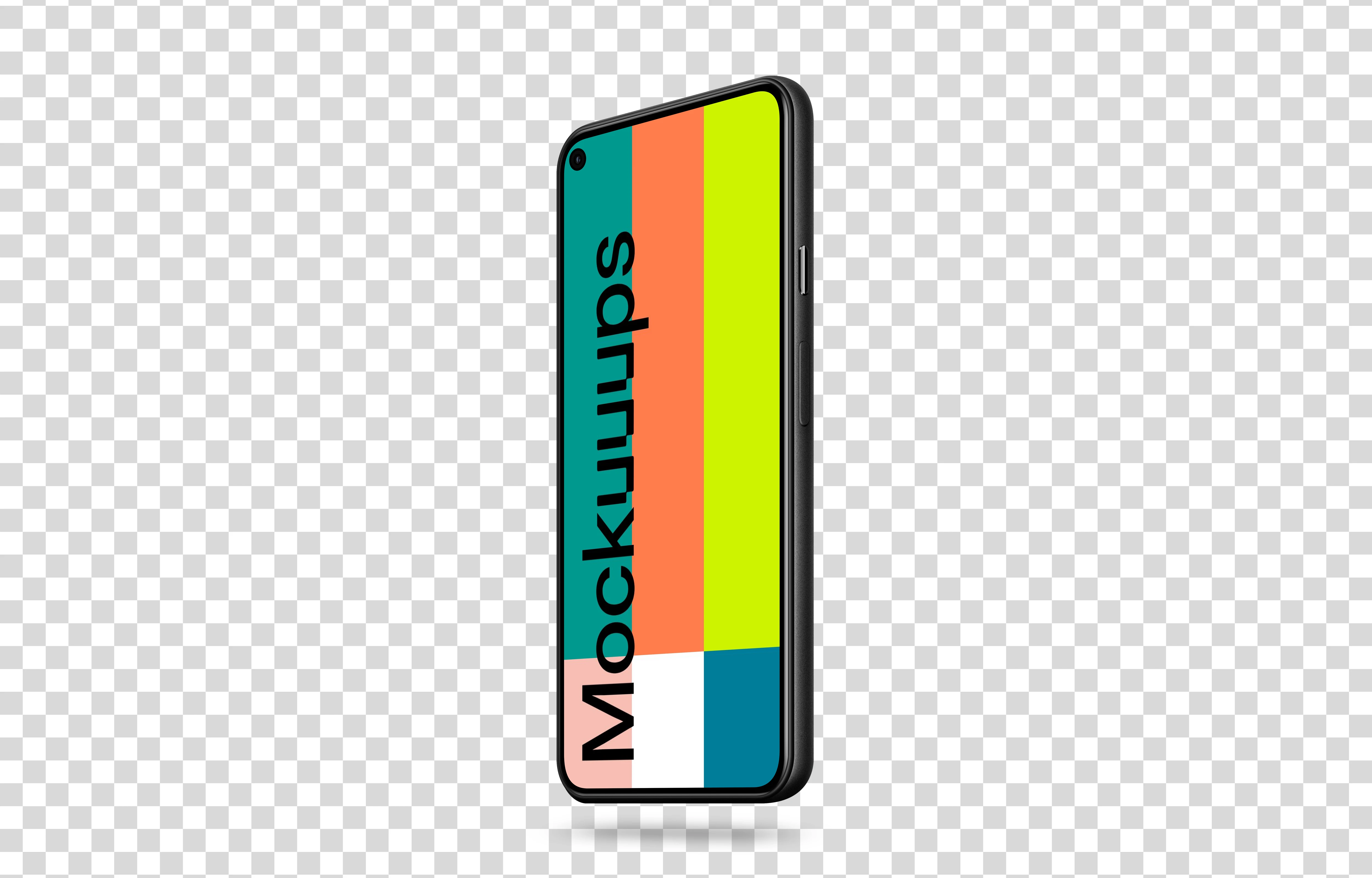 Google Pixel 5 Mockup (Perspective Stand Right - Floating Shadow)