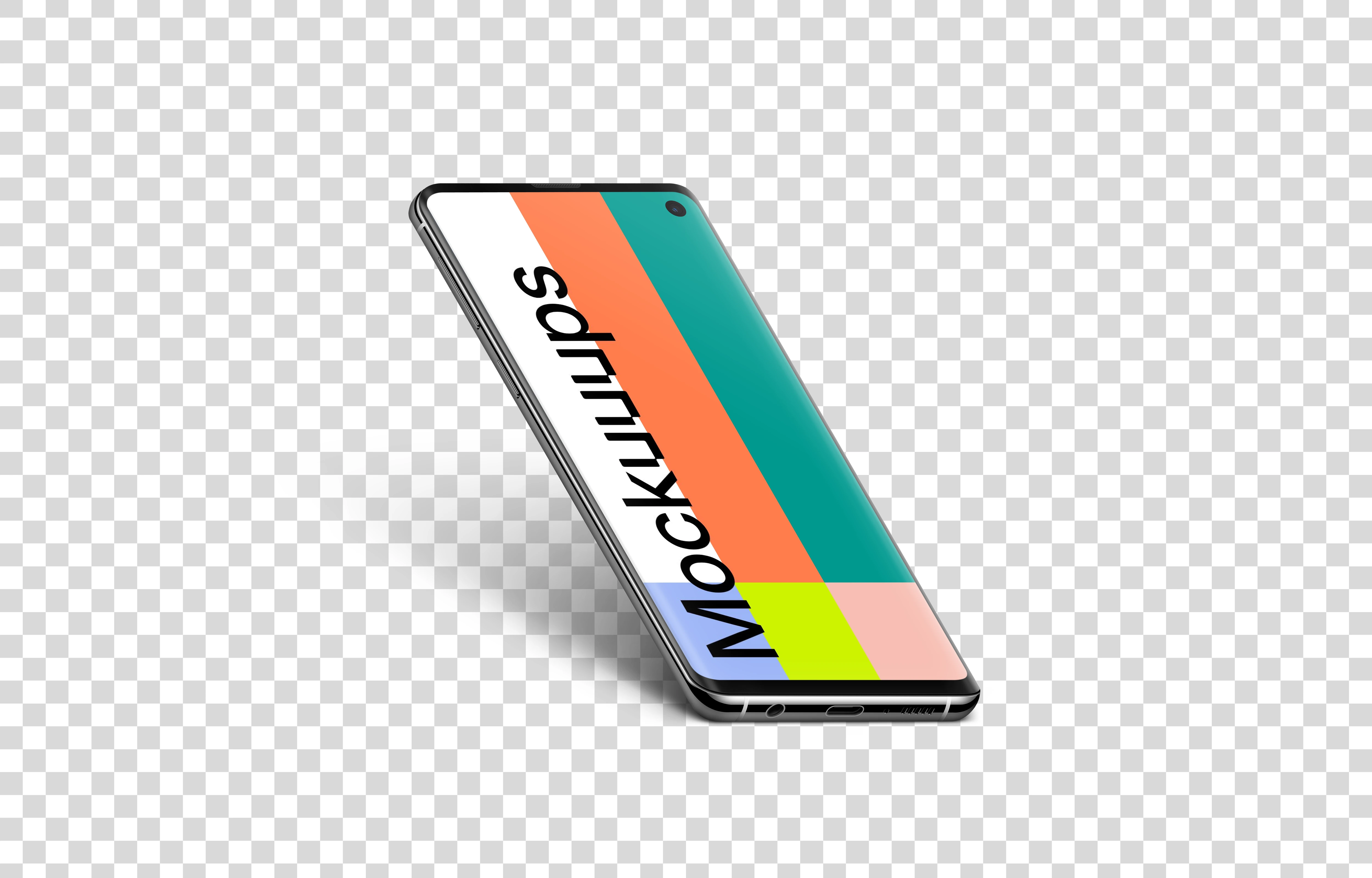 Samsung Galaxy S10 Mockup Semi Stand Isometric (Left)