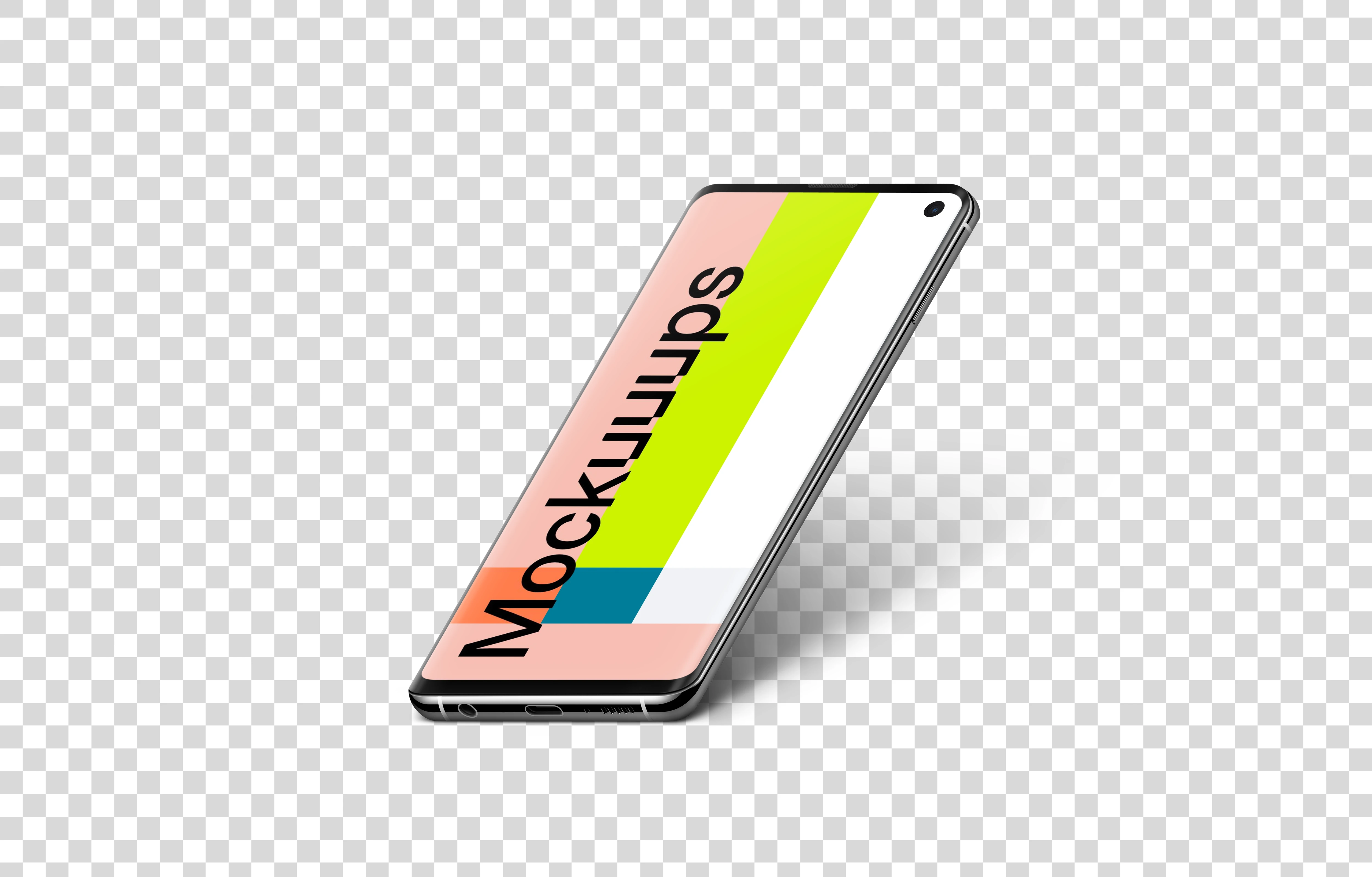 Samsung Galaxy S10 Mockup Semi Stand Isometric (Right)