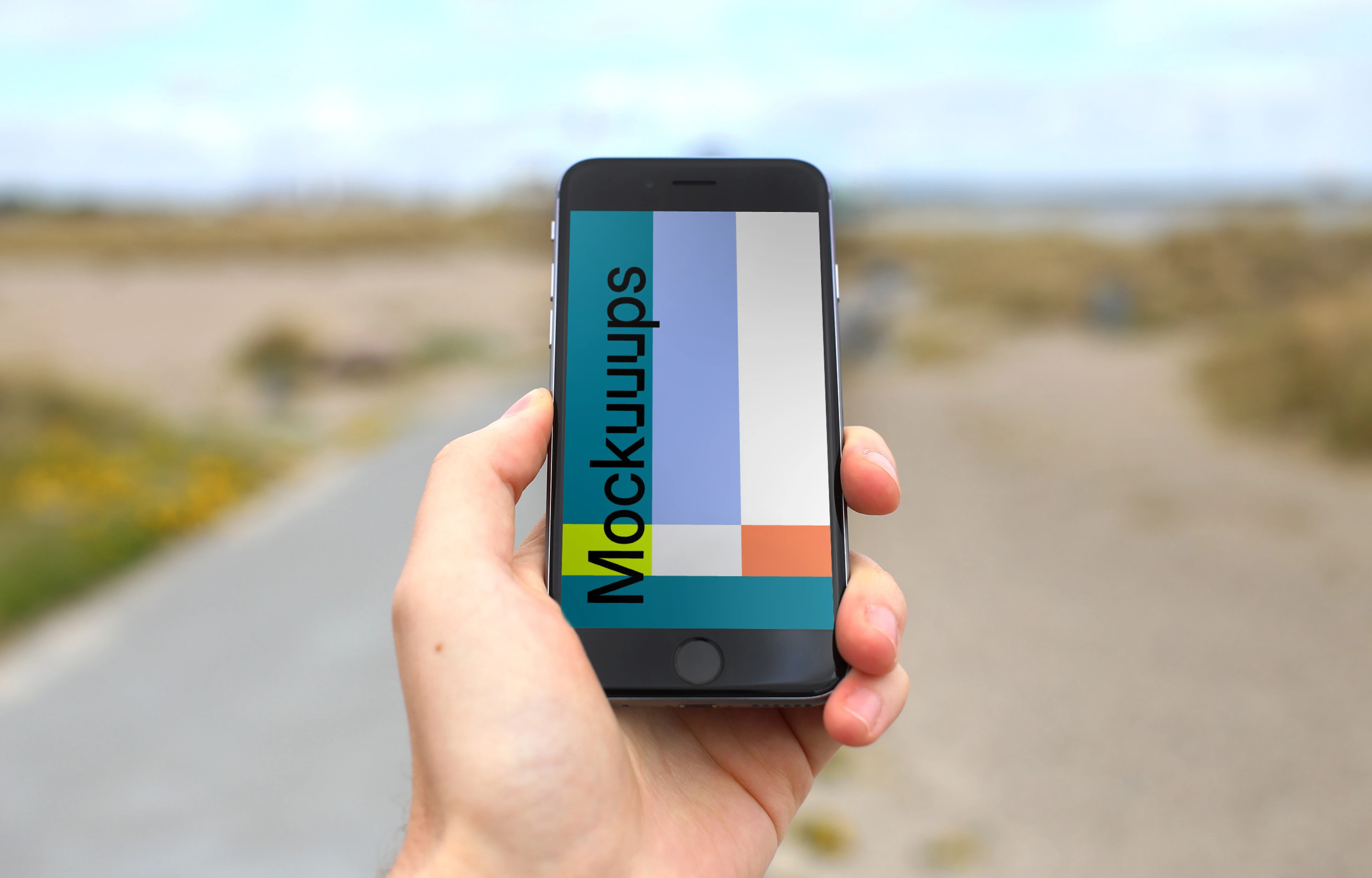 iPhone 6 mockup on the way to the beach