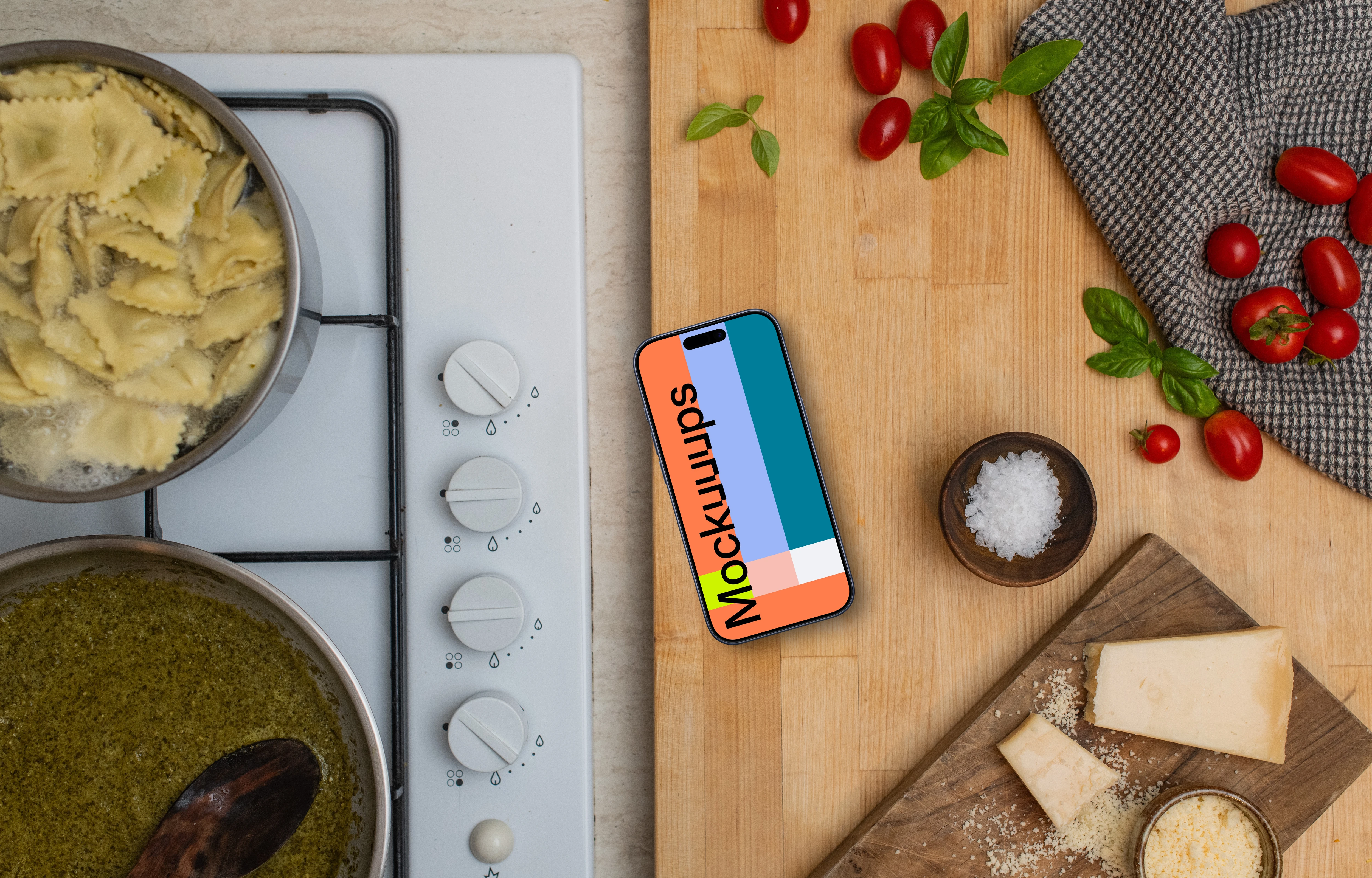Pasta making and the iPhone mockup