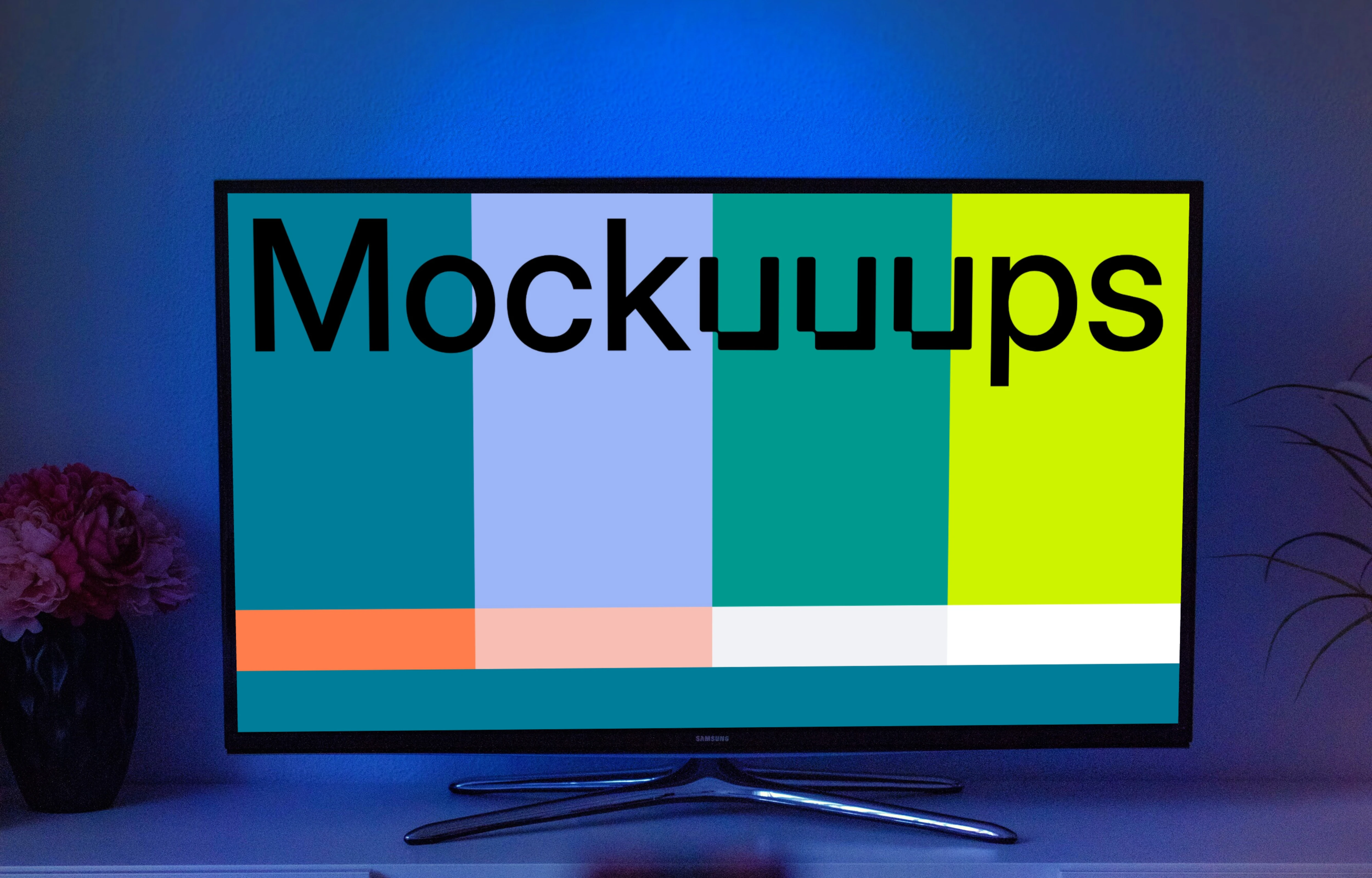 Smart television mockup in a dark room 