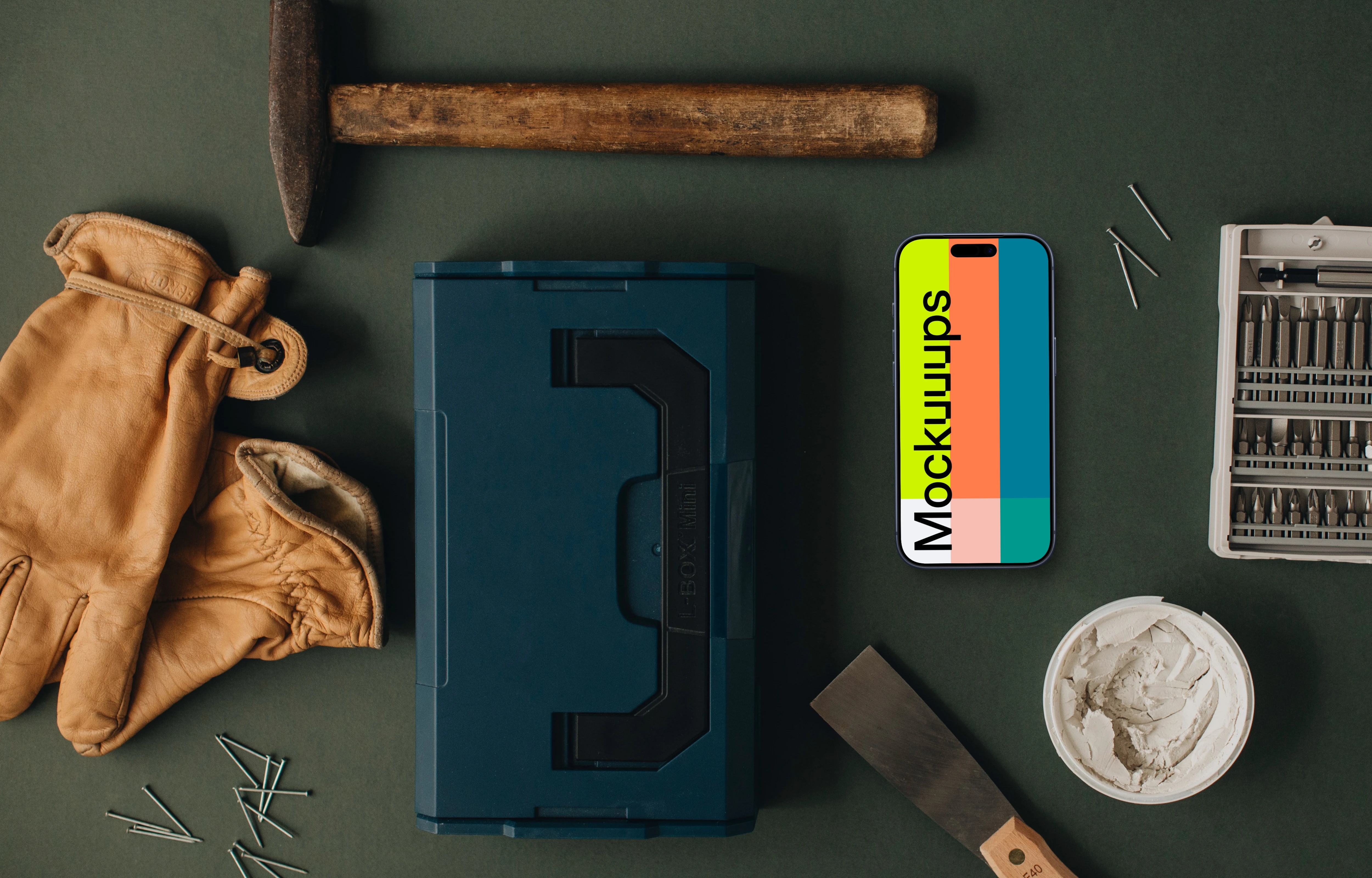 Smartphone with a whole range of equipment for the workshop