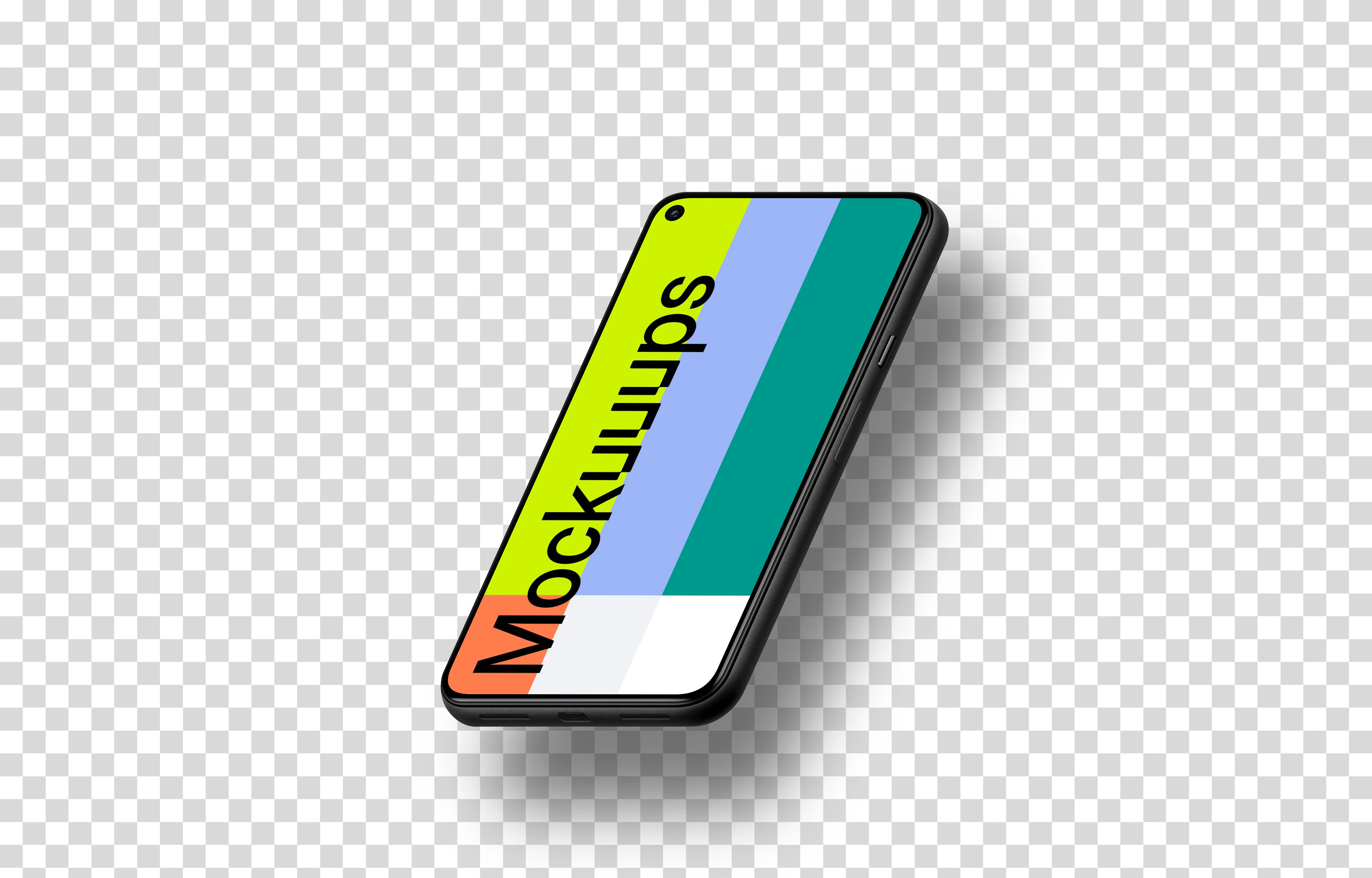 Google Pixel 5 Mockup (Isometric Right - Floating Shadow)