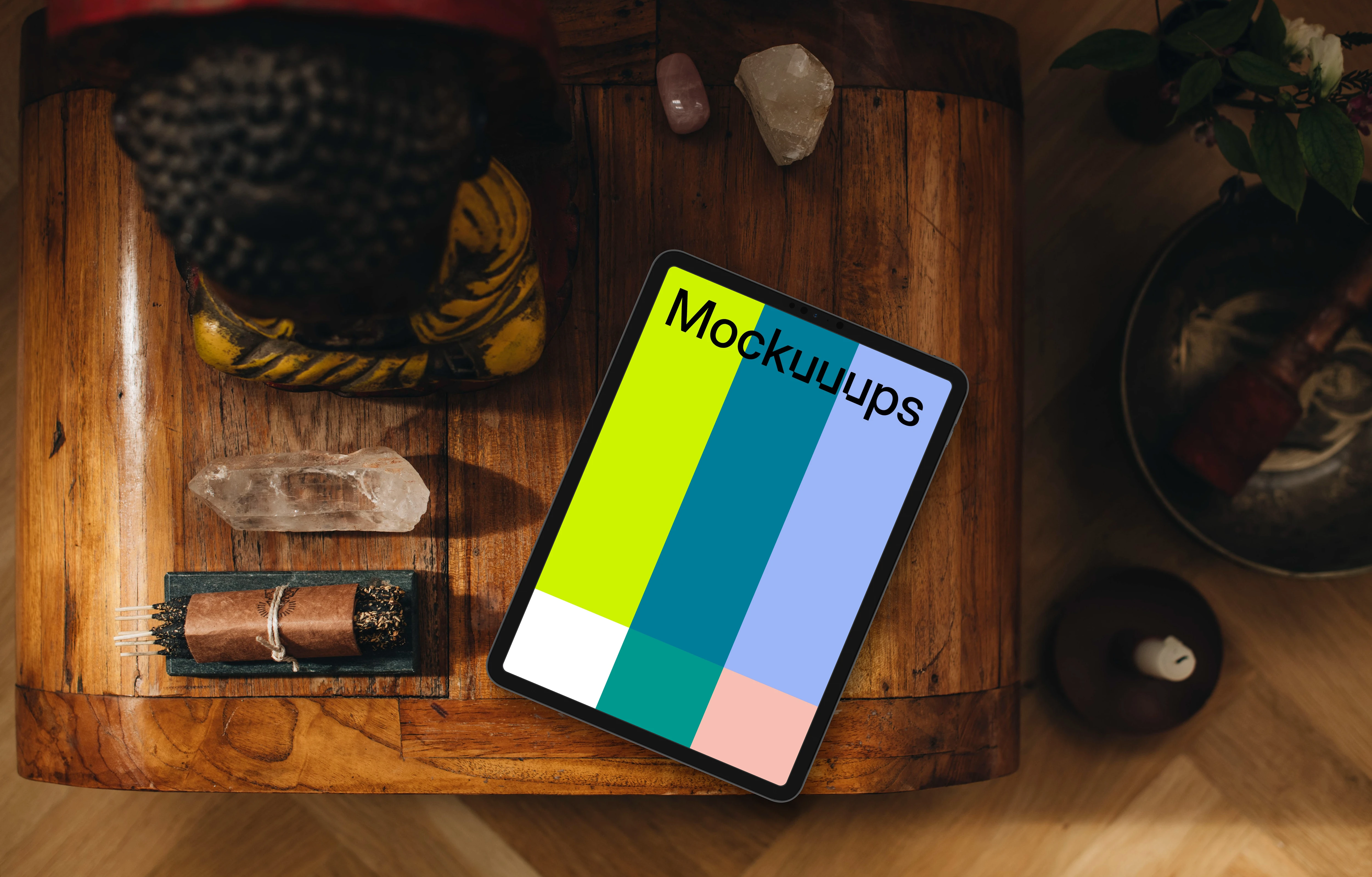 Spirituality and self-care scene and an iPad mockup