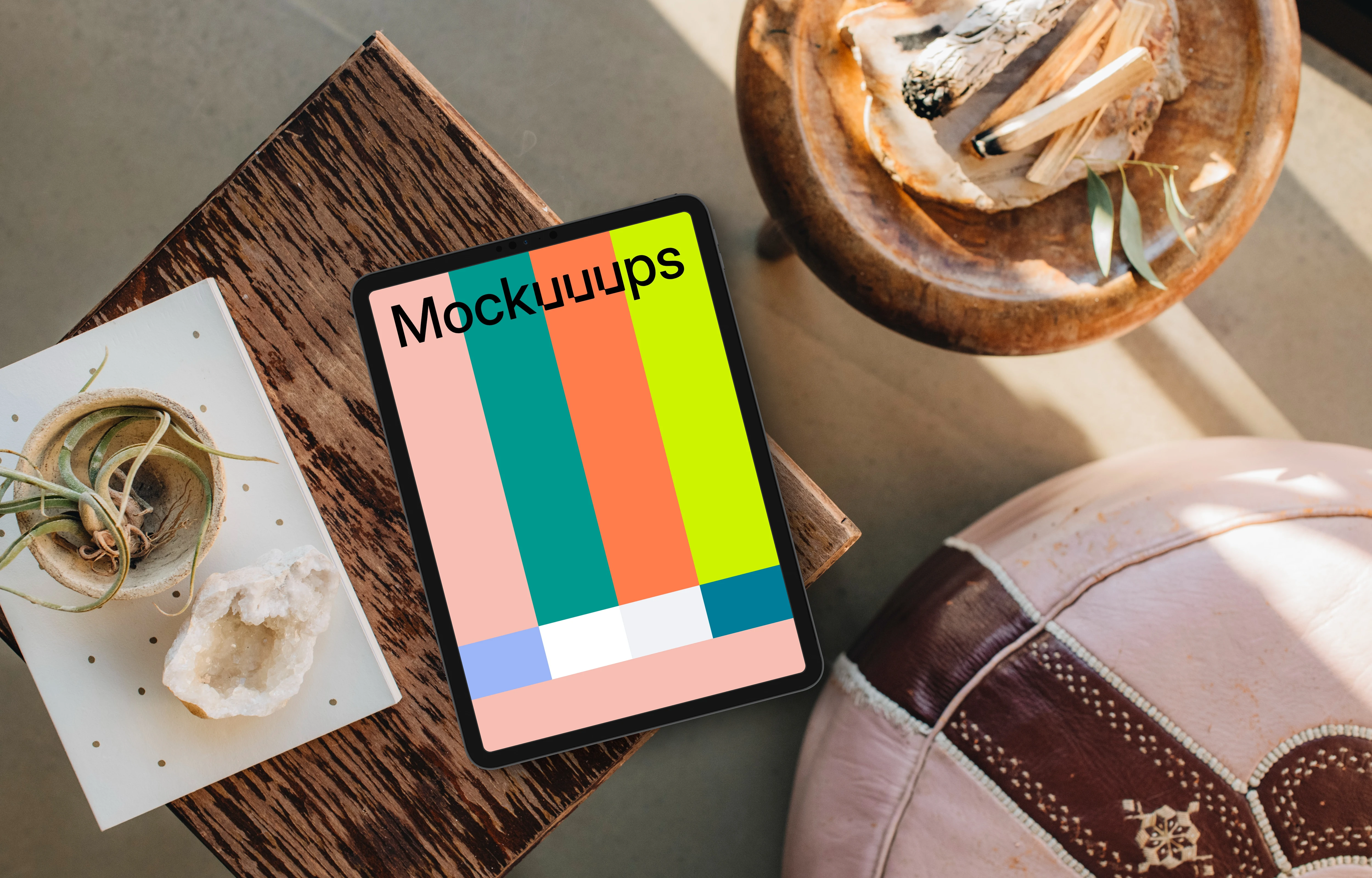 Tablet mockup in relaxing scene