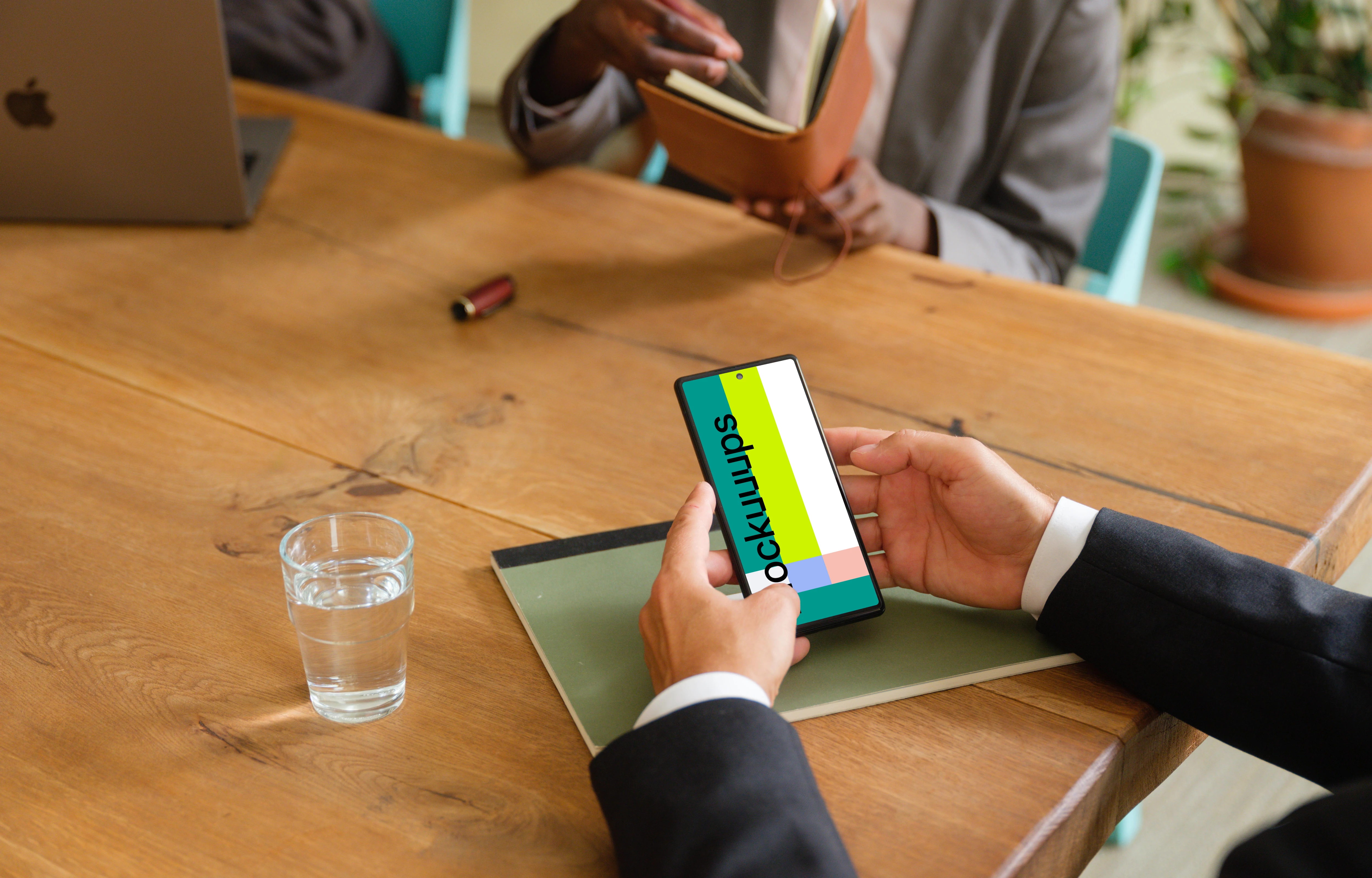 Google Pixel mockup in business environment