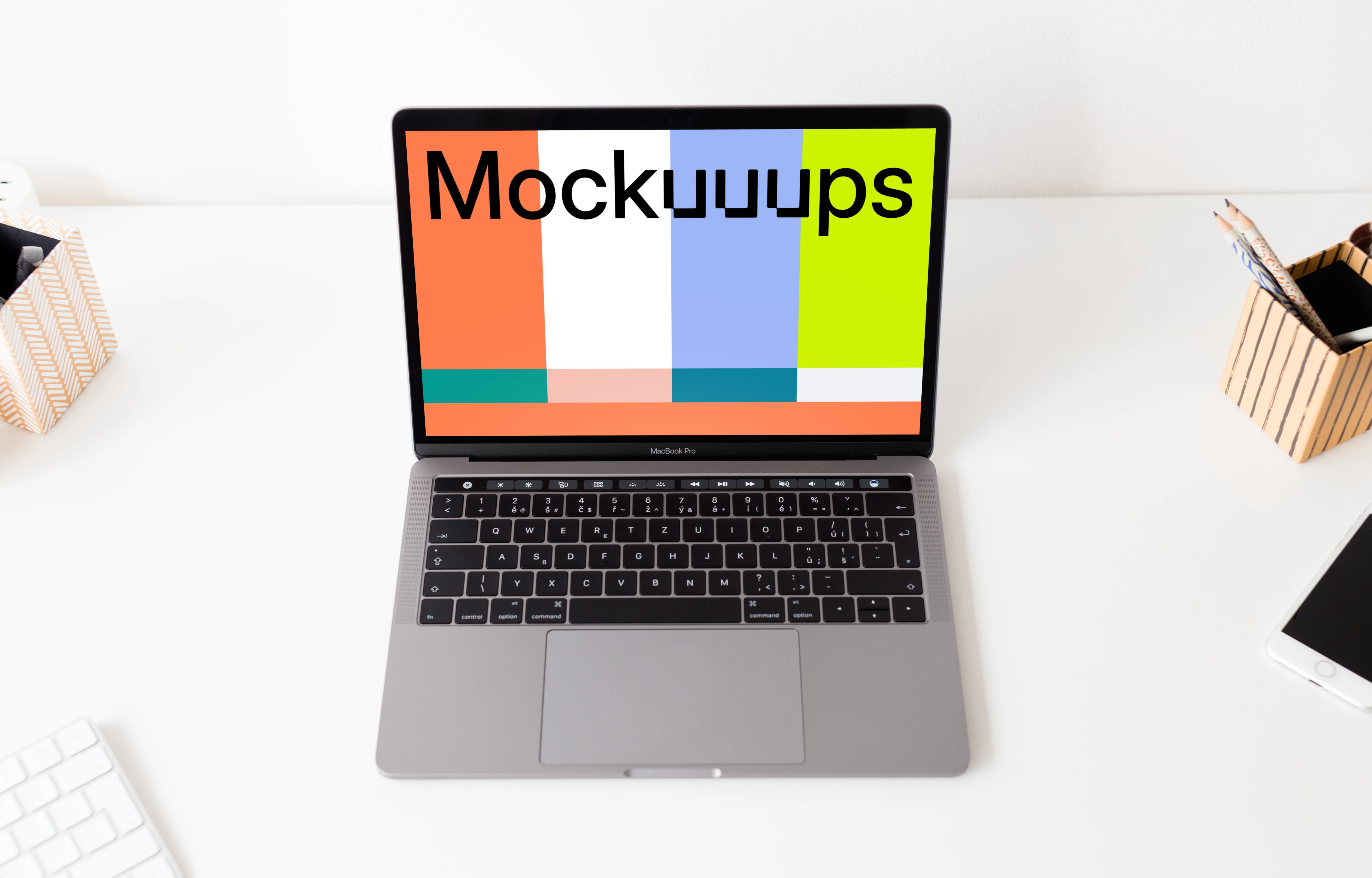 Top view mockup of the Macbook Pro with touch bar