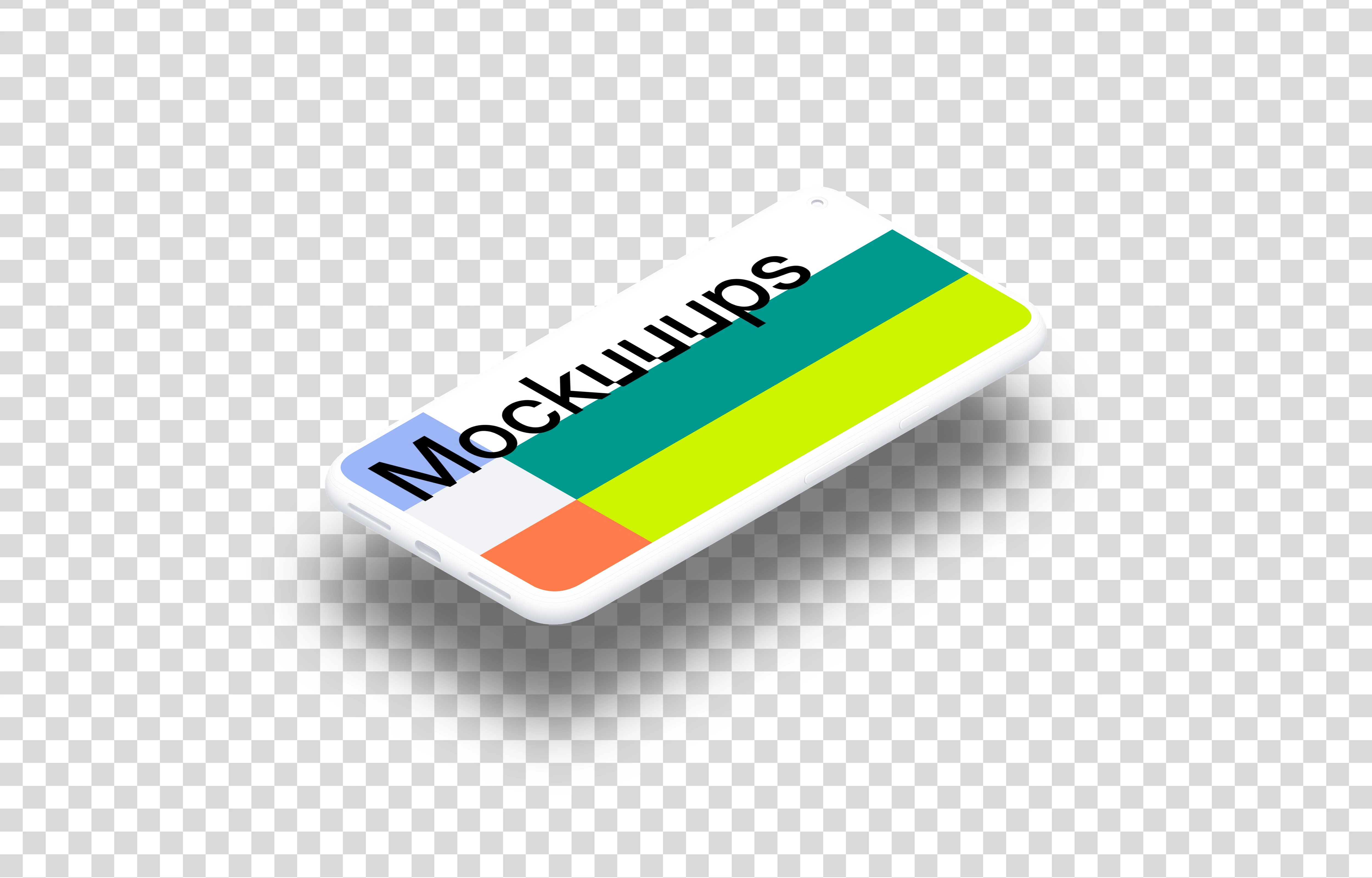 Google Pixel 5 Clay Mockup (Isometric Floor Right - Floating Shadow)