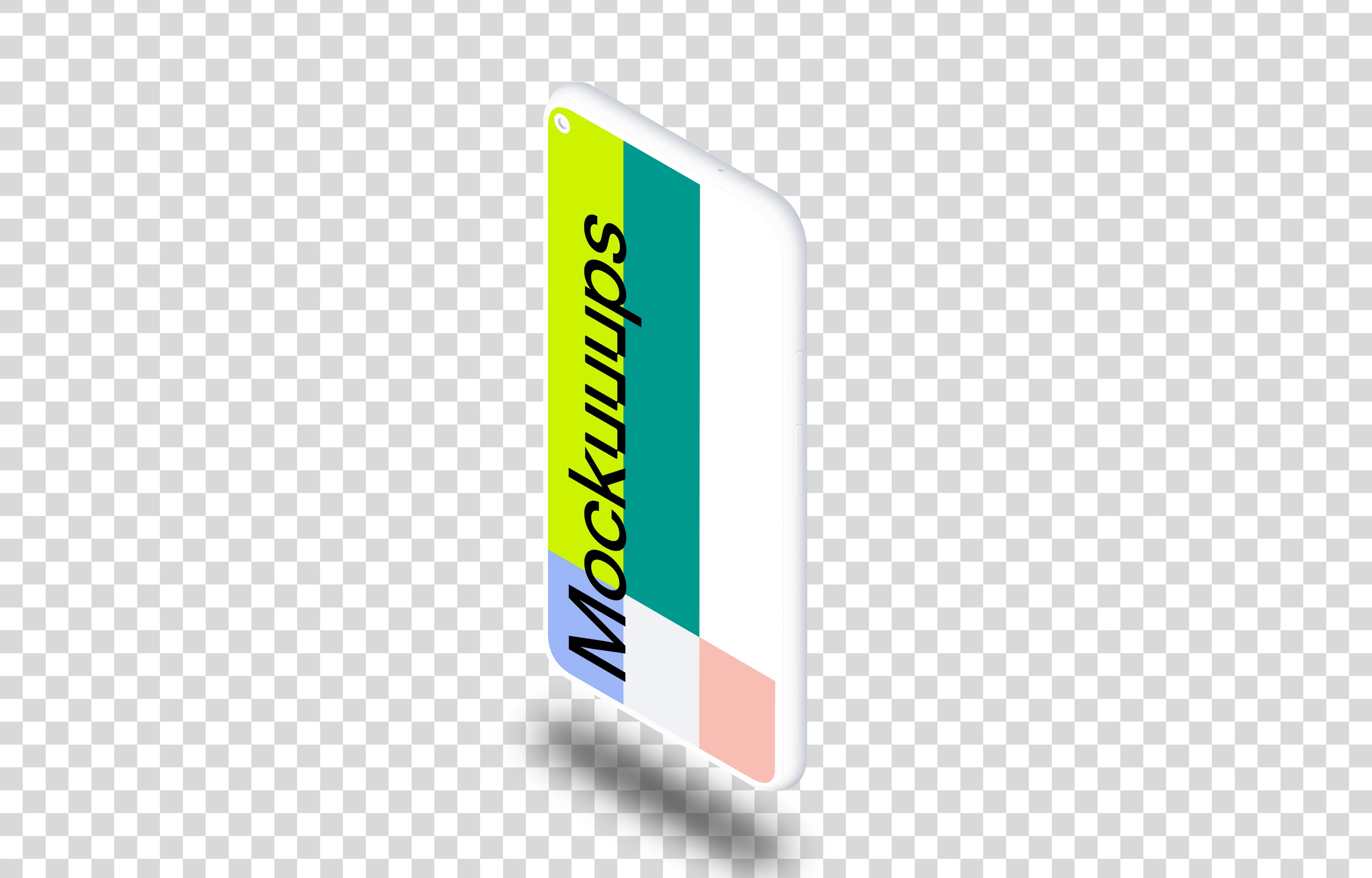 Google Pixel 5 Clay Mockup (Isometric Stand Right - Floating Shadow)