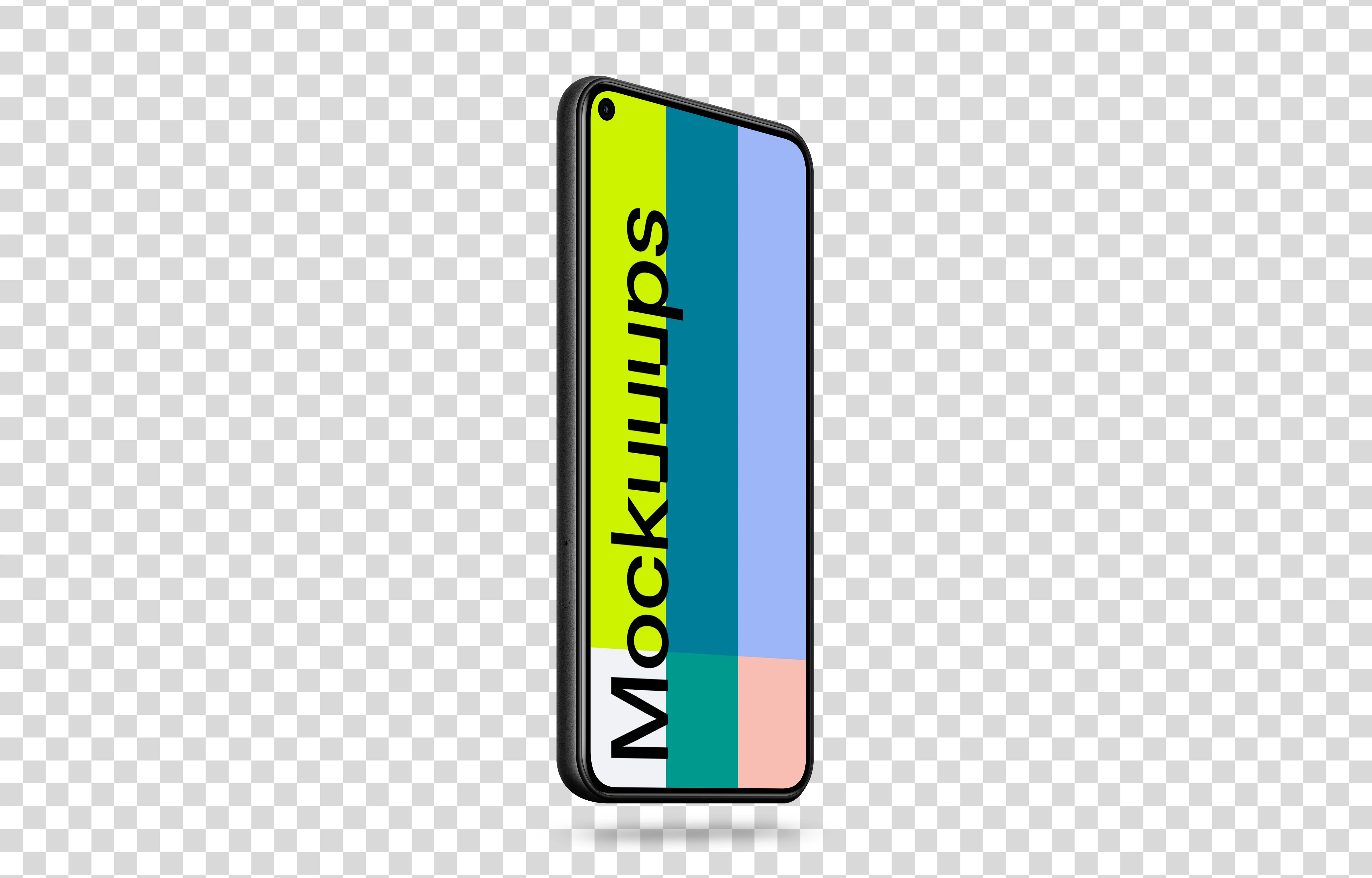 Google Pixel 5 Mockup (Perspective Stand Left - Floating Shadow)